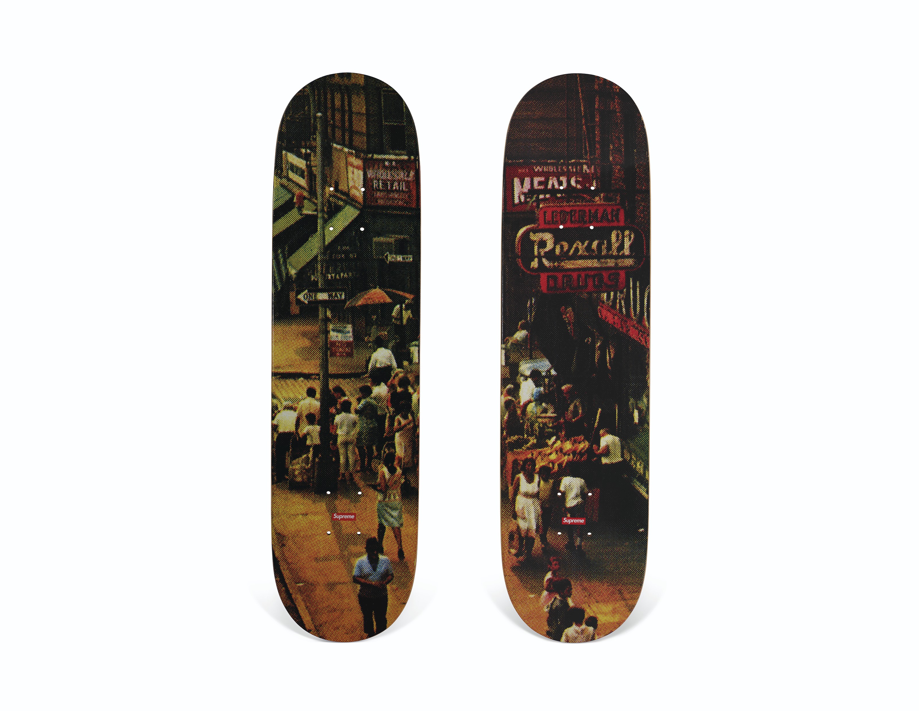 A SET OF TWO STREET SCENE SKATEBOARDS, SUPREME, 2010 Christie's