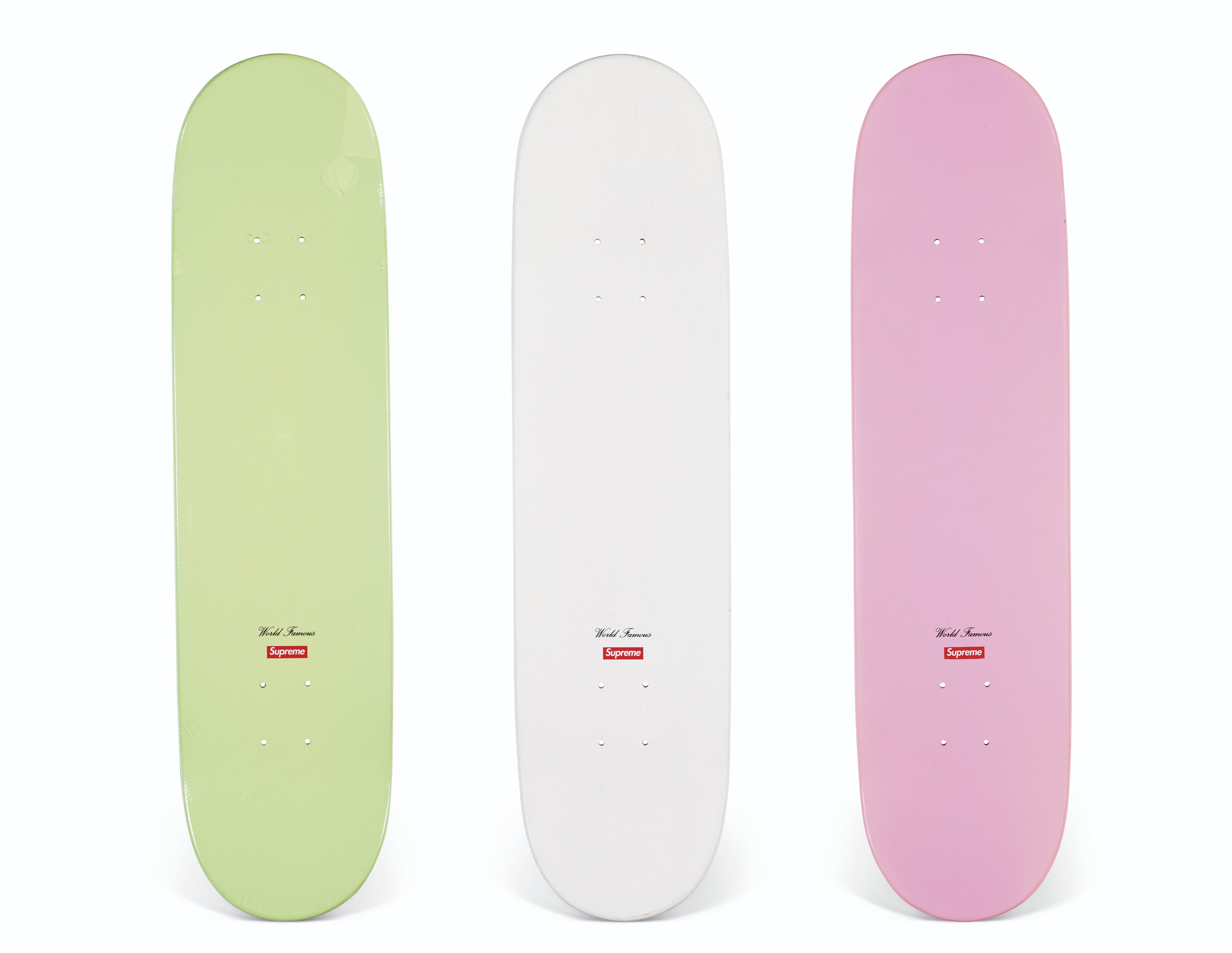 A SET OF THREE SNOW WHITE SKATEBOARDS SUPREME 2011 Christie s