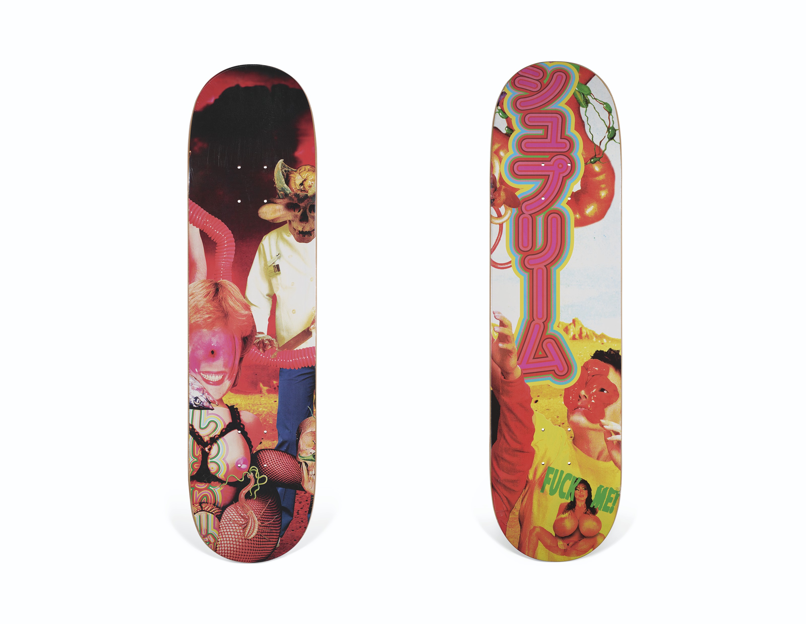 A LOUIS VUITTON X SUPREME RED CLASSIC MONOGRAM SKATEBOARD