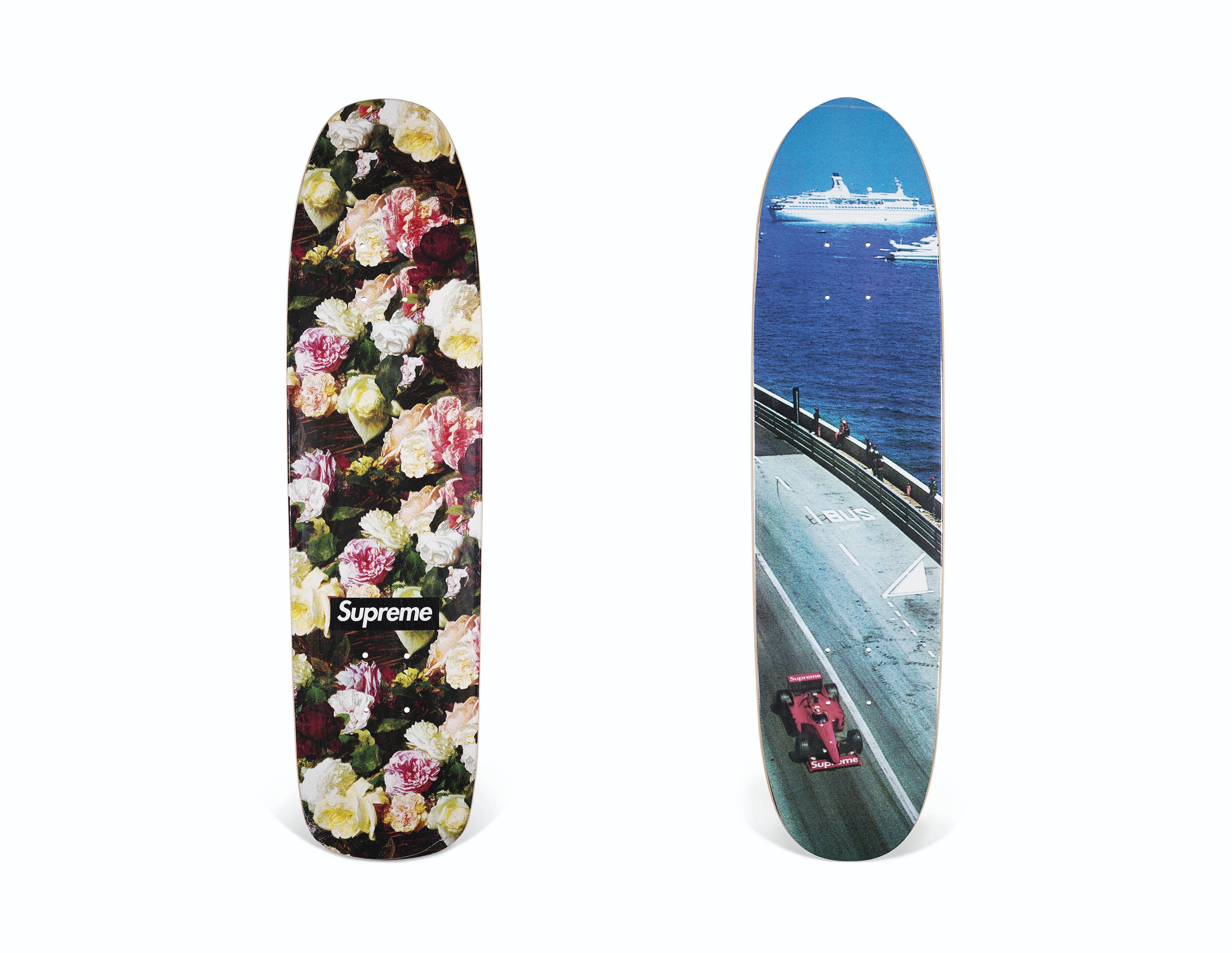 A LOUIS VUITTON X SUPREME RED CLASSIC MONOGRAM SKATEBOARD