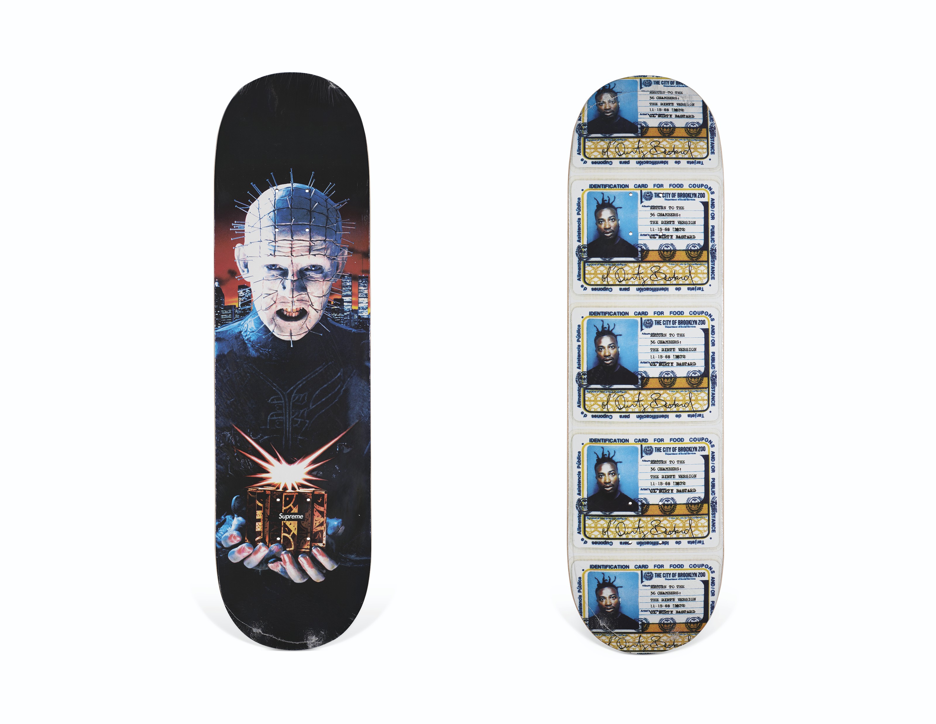 A GROUP OF TWO HELLRAISER OL DIRTY BASTARD SKATEBOARDS