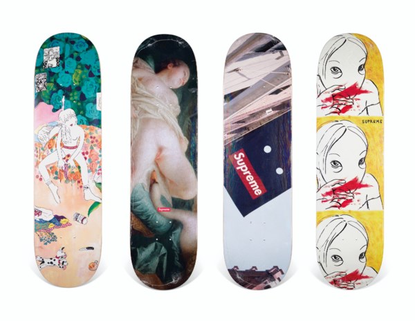 supreme leda and the swan skateboard deck multi