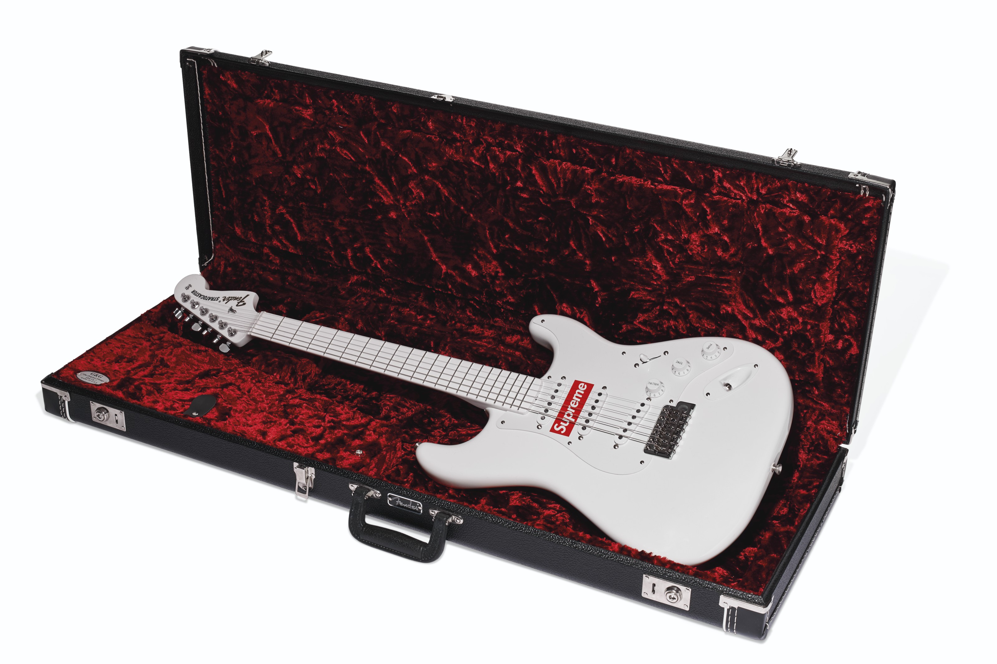 A WHITE FENDER STRATOCASTER GUITAR, SUPREME Christie's