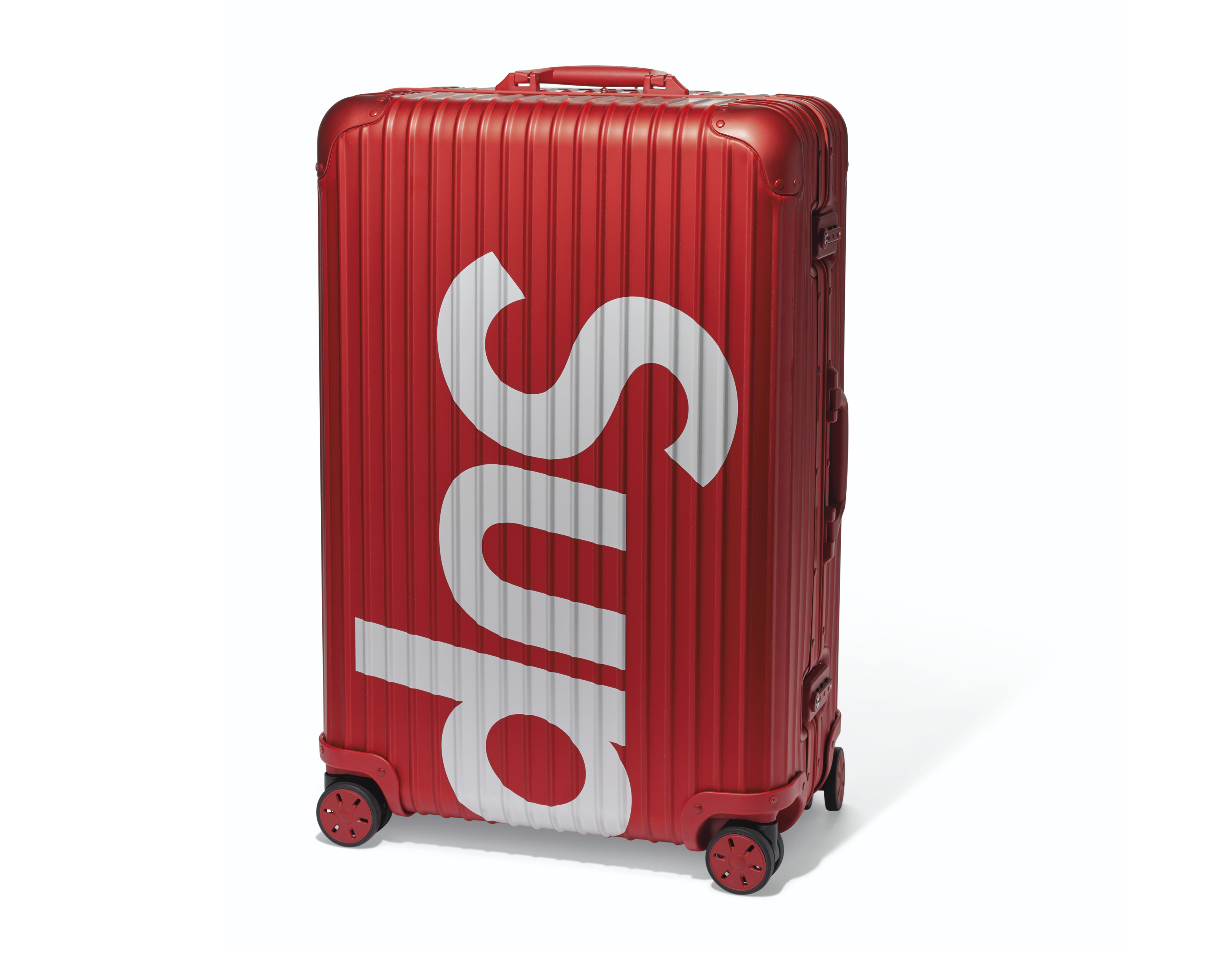 A 82L RED SUITCASE RIMOWA X SUPREME Christie s