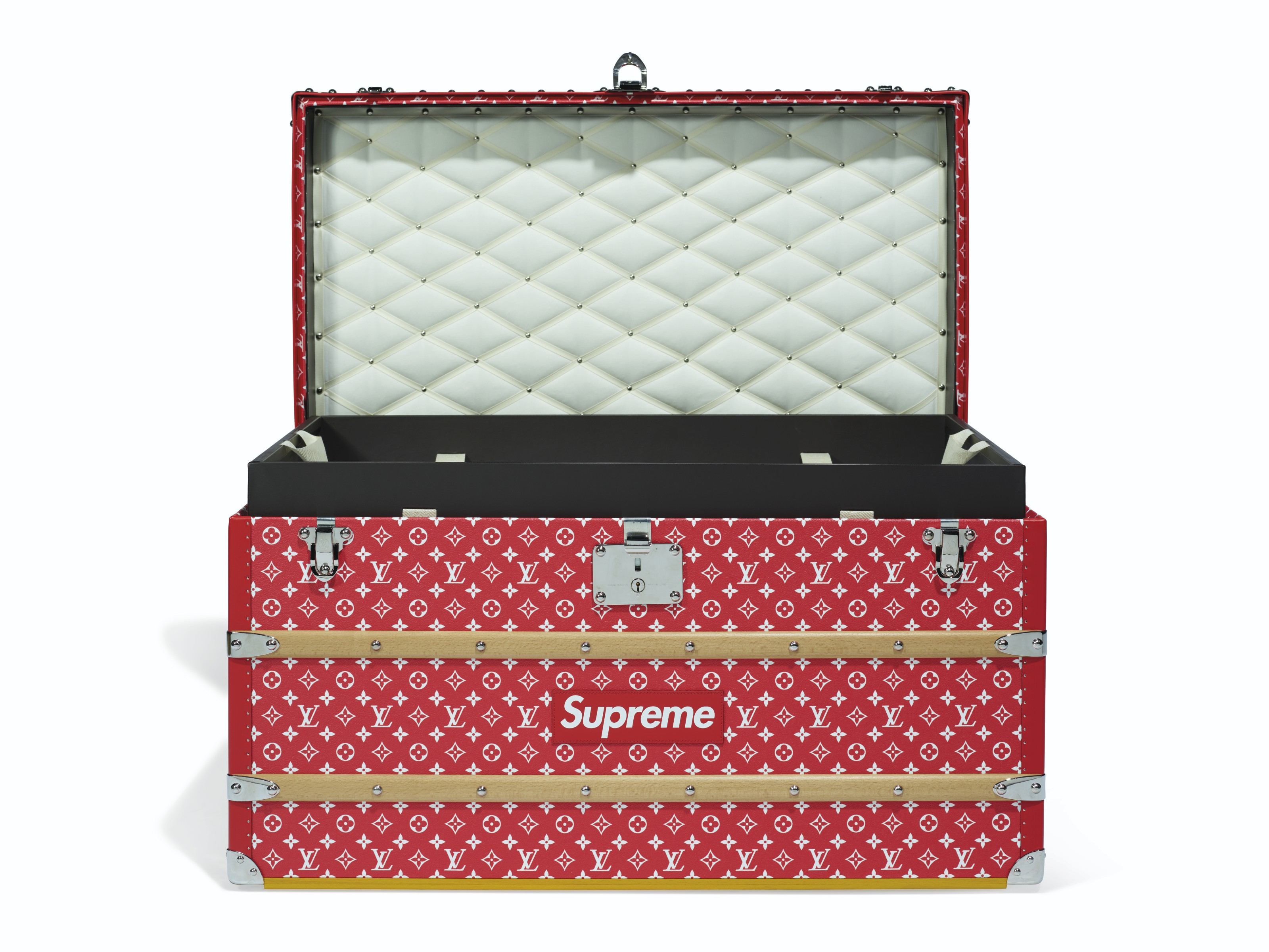 A LIMITED EDITION RED WHITE MONOGRAM MALLE - Main Image