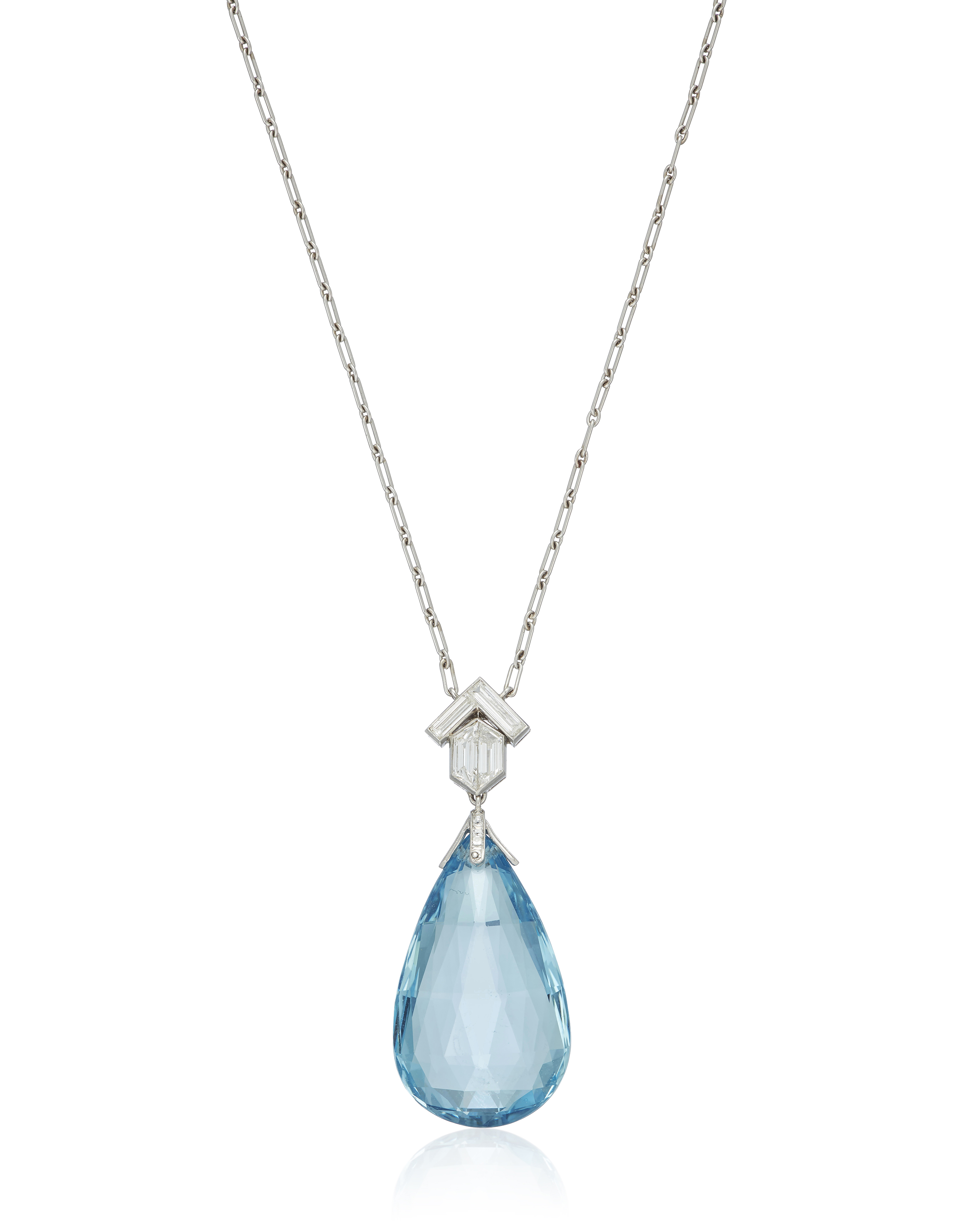 Aquamarine and diamond pendant clearance