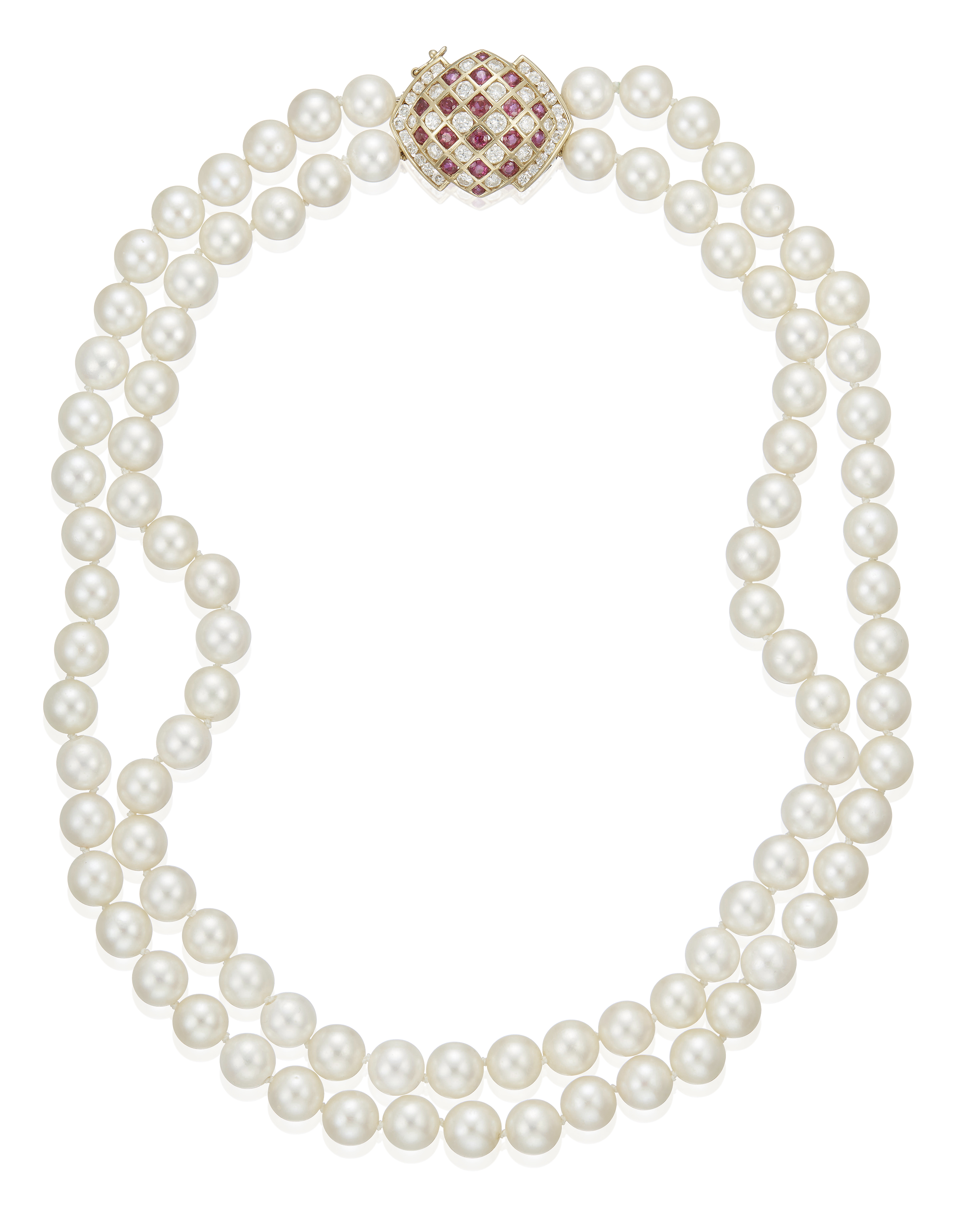 CULTURED PEARL, DIAMOND AND RUBY NECKLACE, Christie's
