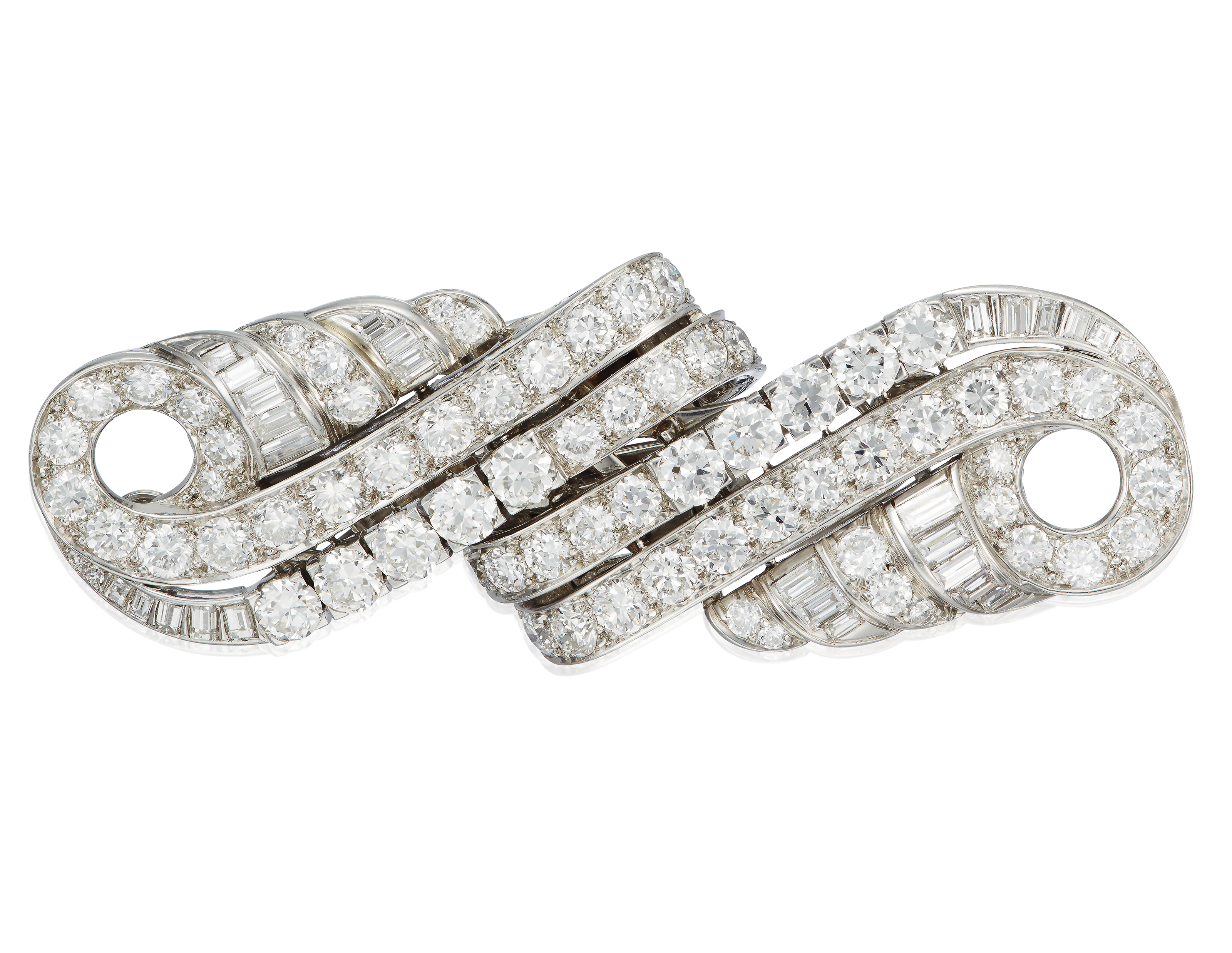 Catalog image of TIFFANY & CO. DIAMOND DOUBLE CLIP BROOCH