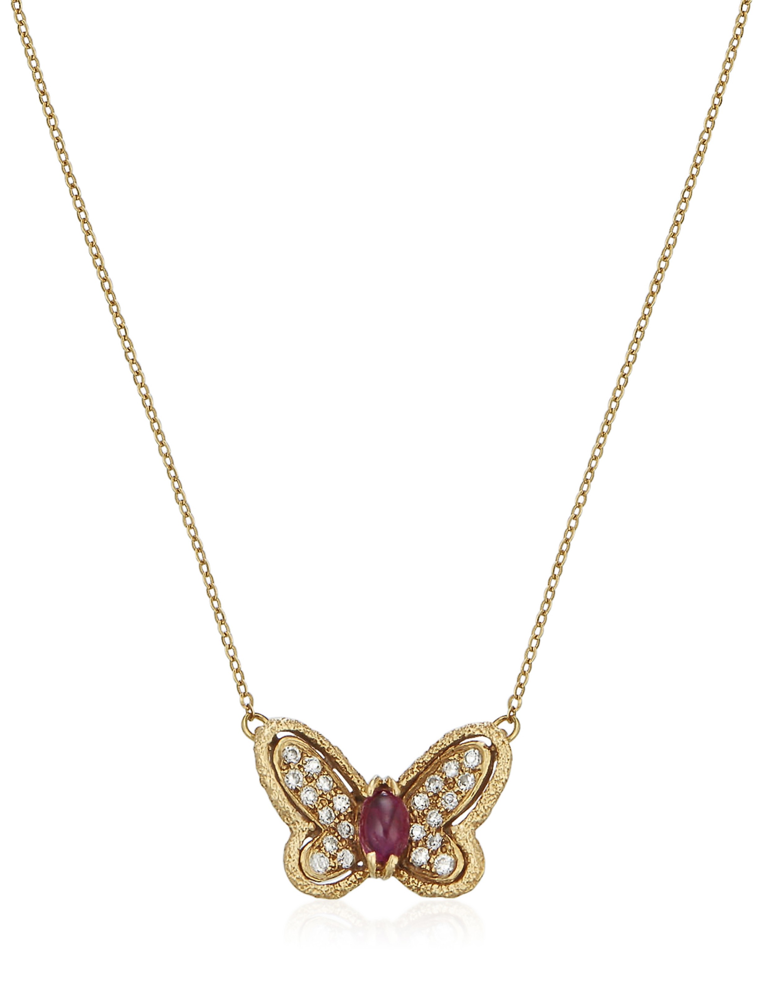 1.80 ct. t.w. Ruby Butterfly Pendant Necklace with Diamond Accents in 18kt  Gold Over Sterling | Ross-Simons