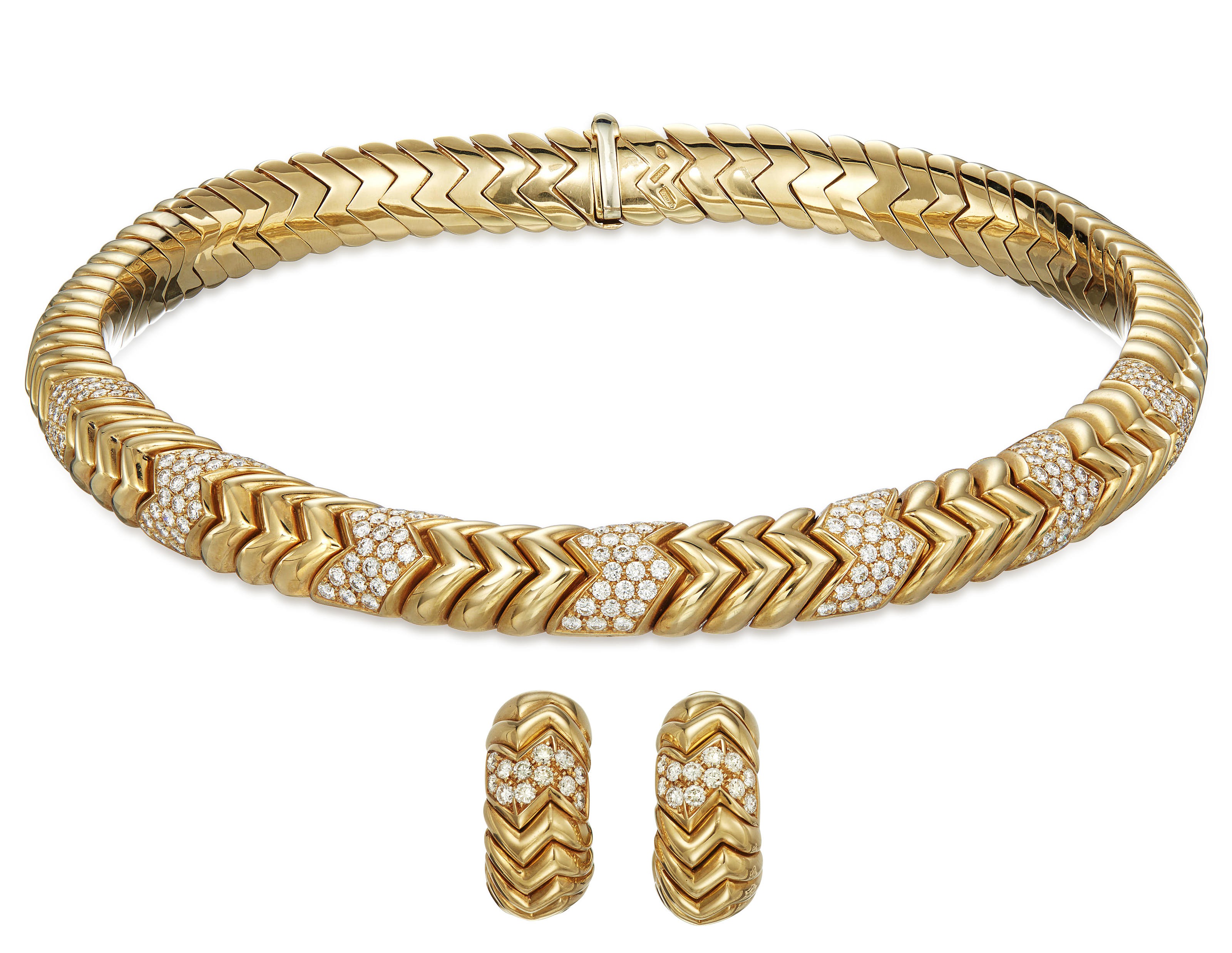 BULGARI SPIGA DIAMOND NECKLACE AND EARRINGS Christie s