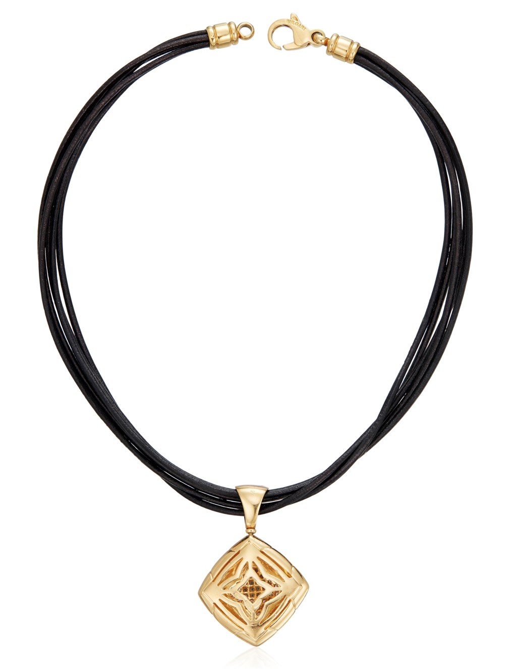 BULGARI 'PIRAMIDE' DIAMOND PENDANT LEATHER CORD NECKLACE, Christie’s