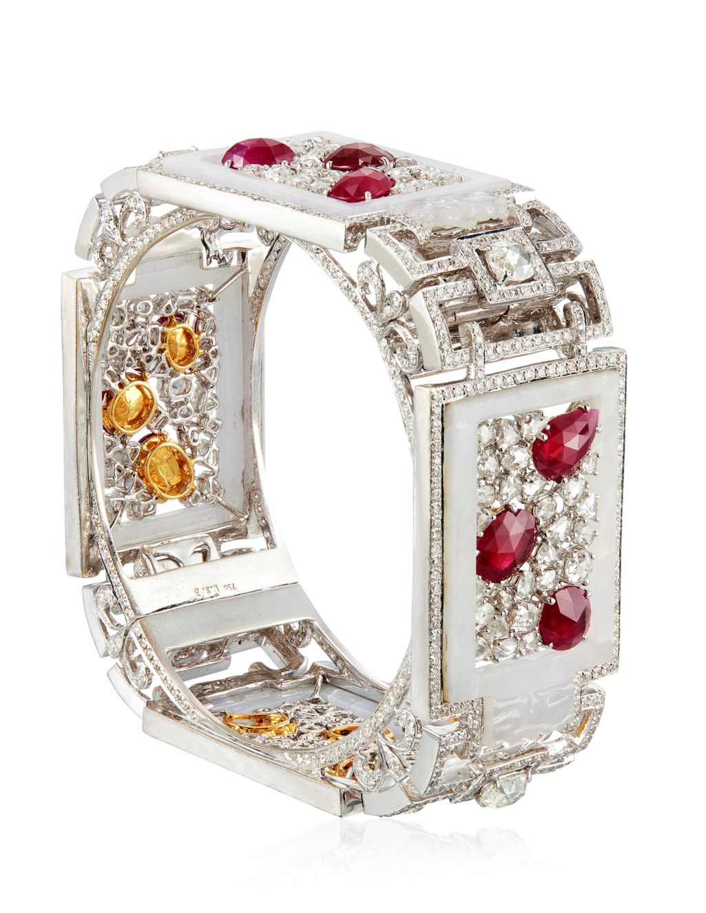 LORRAINE SCHWARTZ RUBY, JADE AND DIAMOND BANGLE BRACELET, Christie’s
