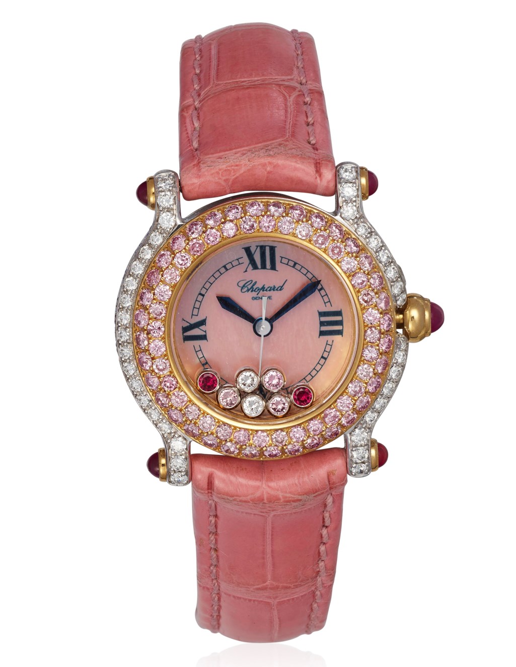 CHOPARD 'HAPPY SPORT' DIAMOND, COLORED DIAMOND AND RUBY WATCH, Christie’s
