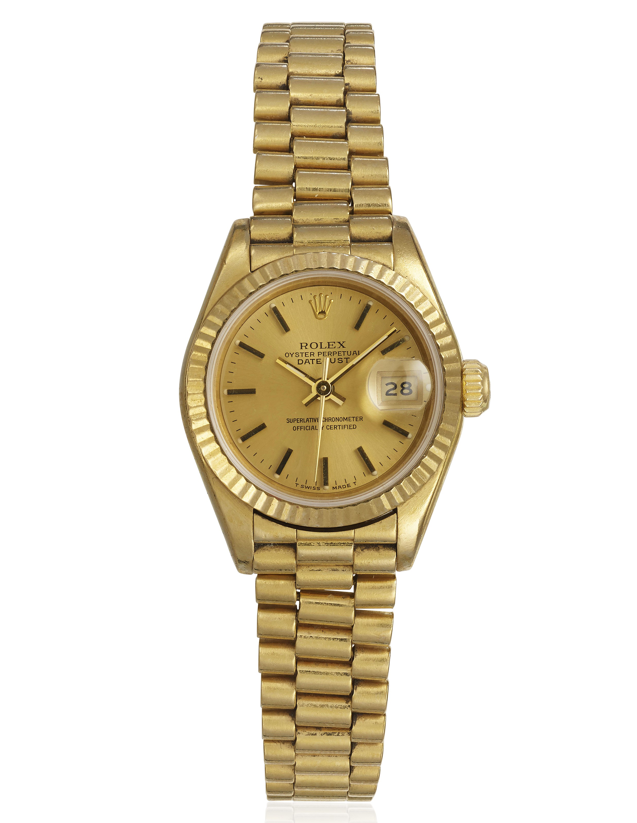 rolex datejust gold face