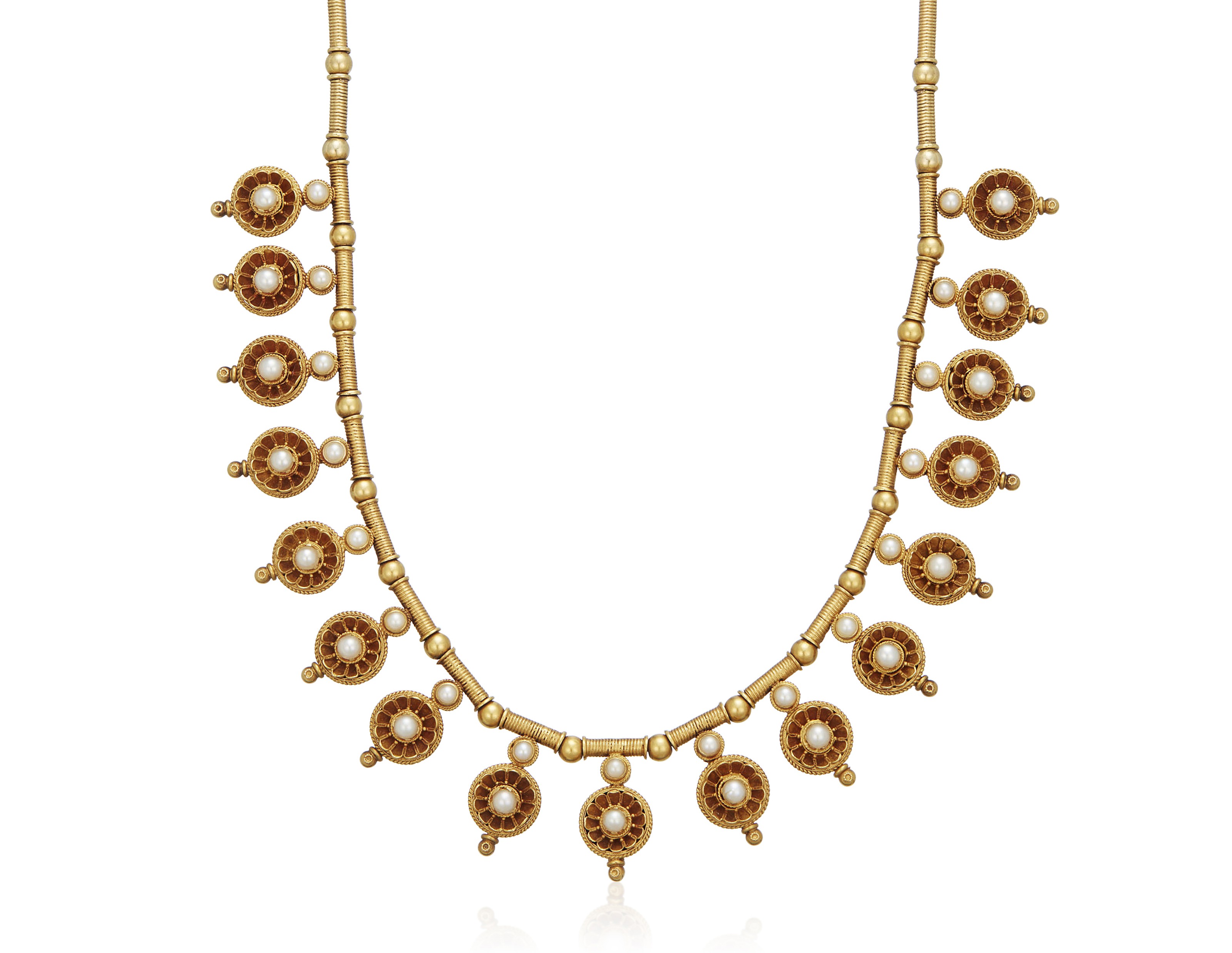 Antique Archeological Revival Gold And Seed Pearl Necklace Christie S