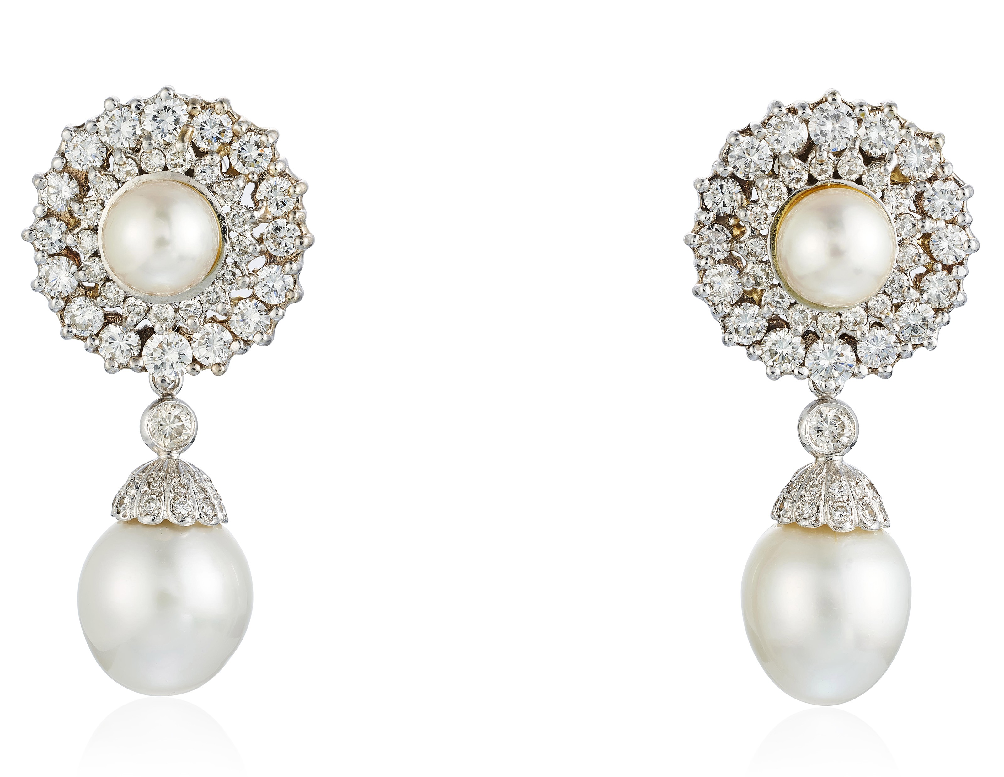 Pearl diamond earrings clearance