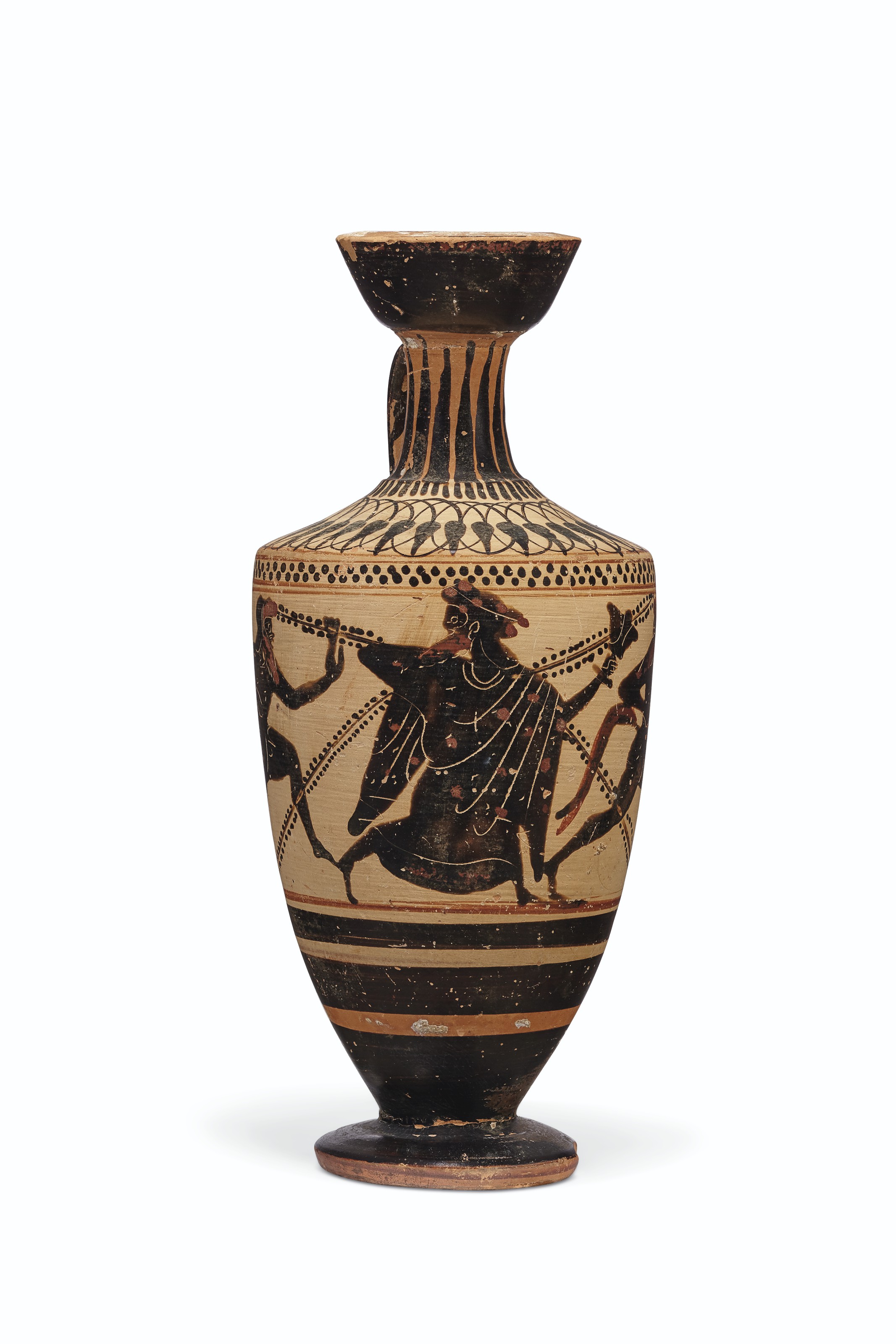An Attic Black Figured White Ground Lekythos Attributed To The