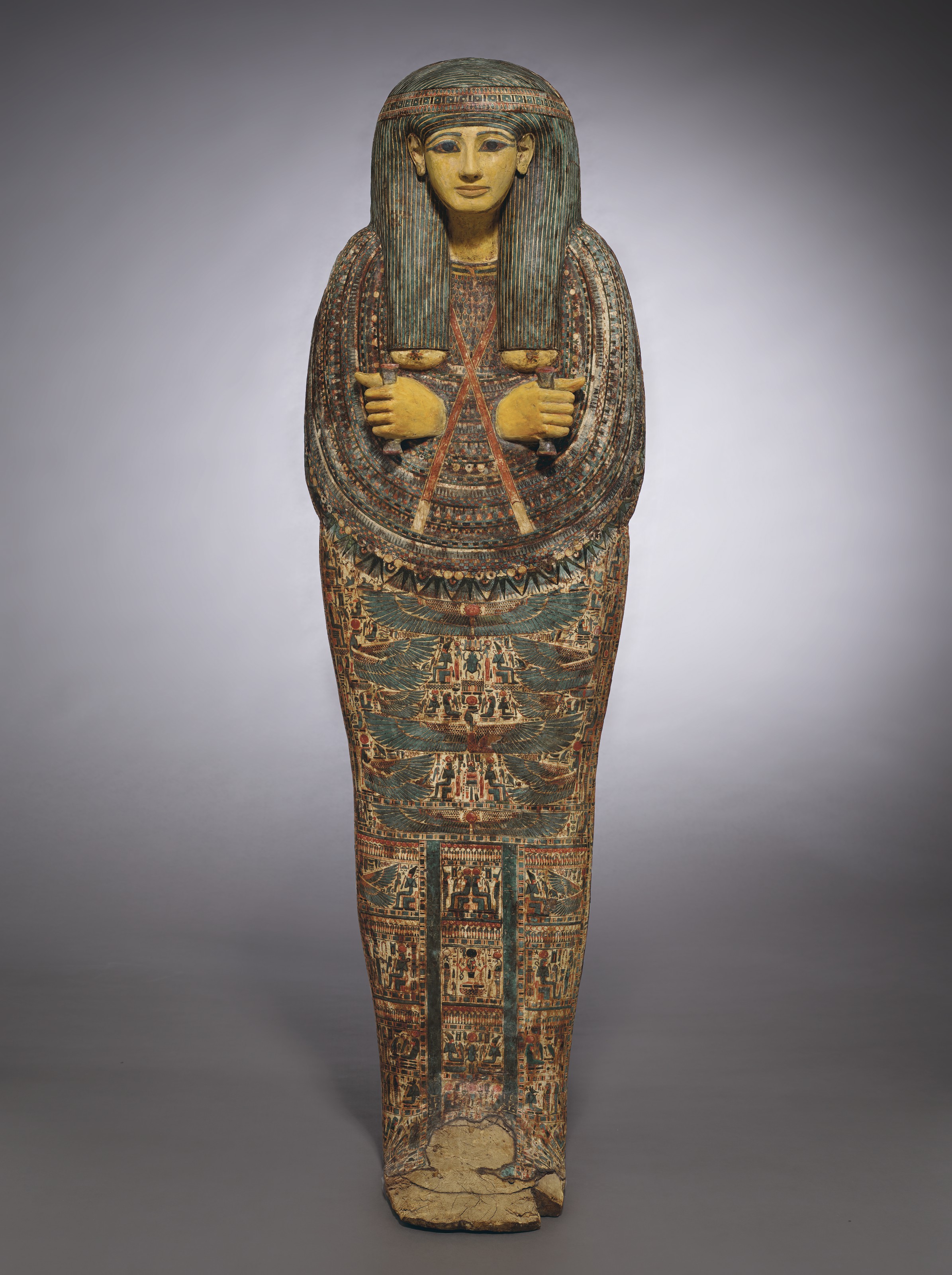 An Egyptian painted wood anthropoid coffin for Pa-Di-Tu-Amun, Third Intermediate Period, 21st-22nd dynasty, circa 945-889 BC.&nbsp;71⅞  in (182.5  cm) high. Offered in Antiquities on 28 October 2019 at Christie&rsquo;s in New York