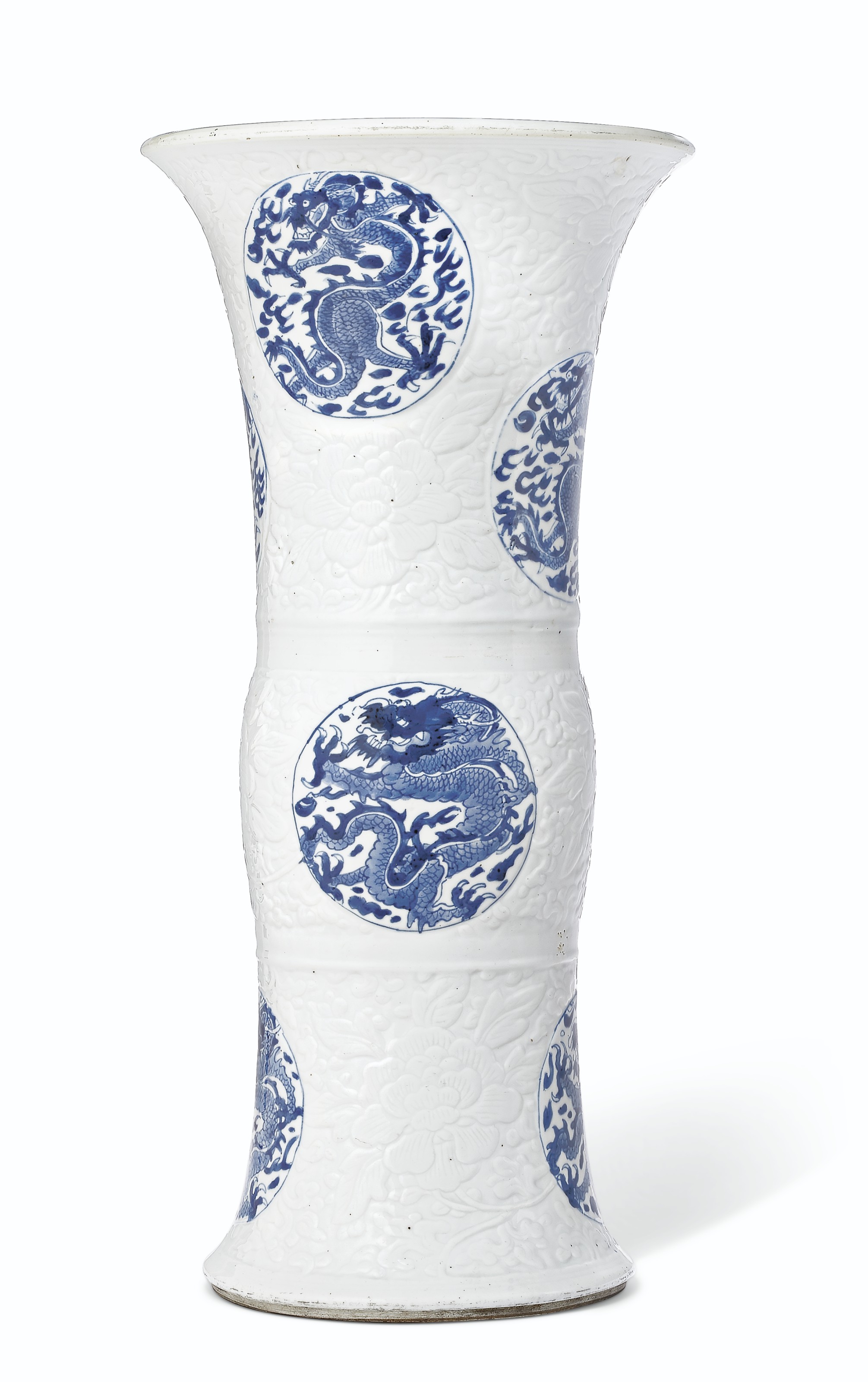 2019 NYR 0716 000 a carved blue and white gu form vase kangxi period