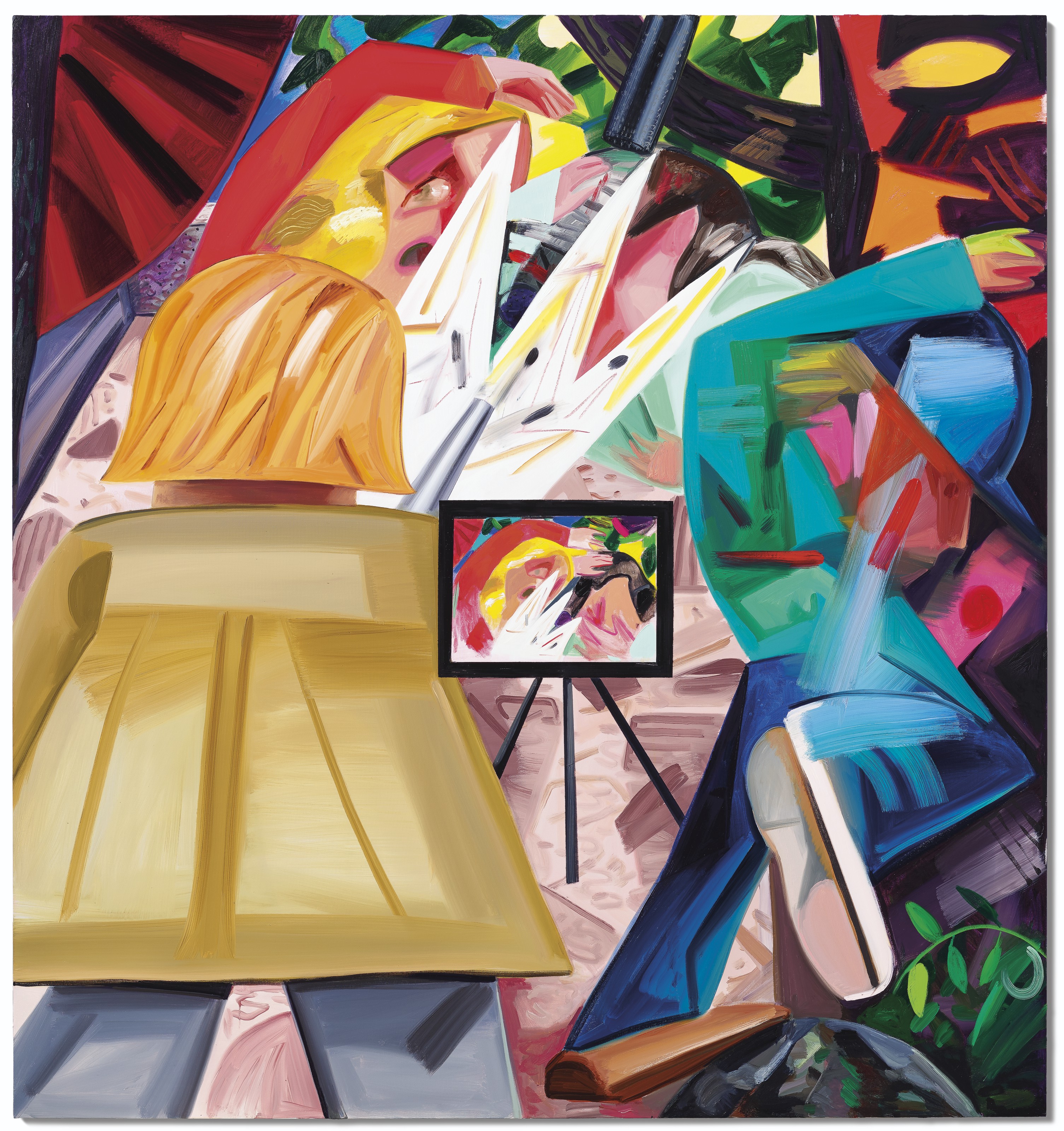 Dana Schutz (b. 1976), Shooting on the Air, painted in 2016. Oil on canvas. 96 x 90  in (243.8 x 228.6  cm). Sold for $1,095,000&nbsp;on 13 November 2019 at Christie&rsquo;s in New York