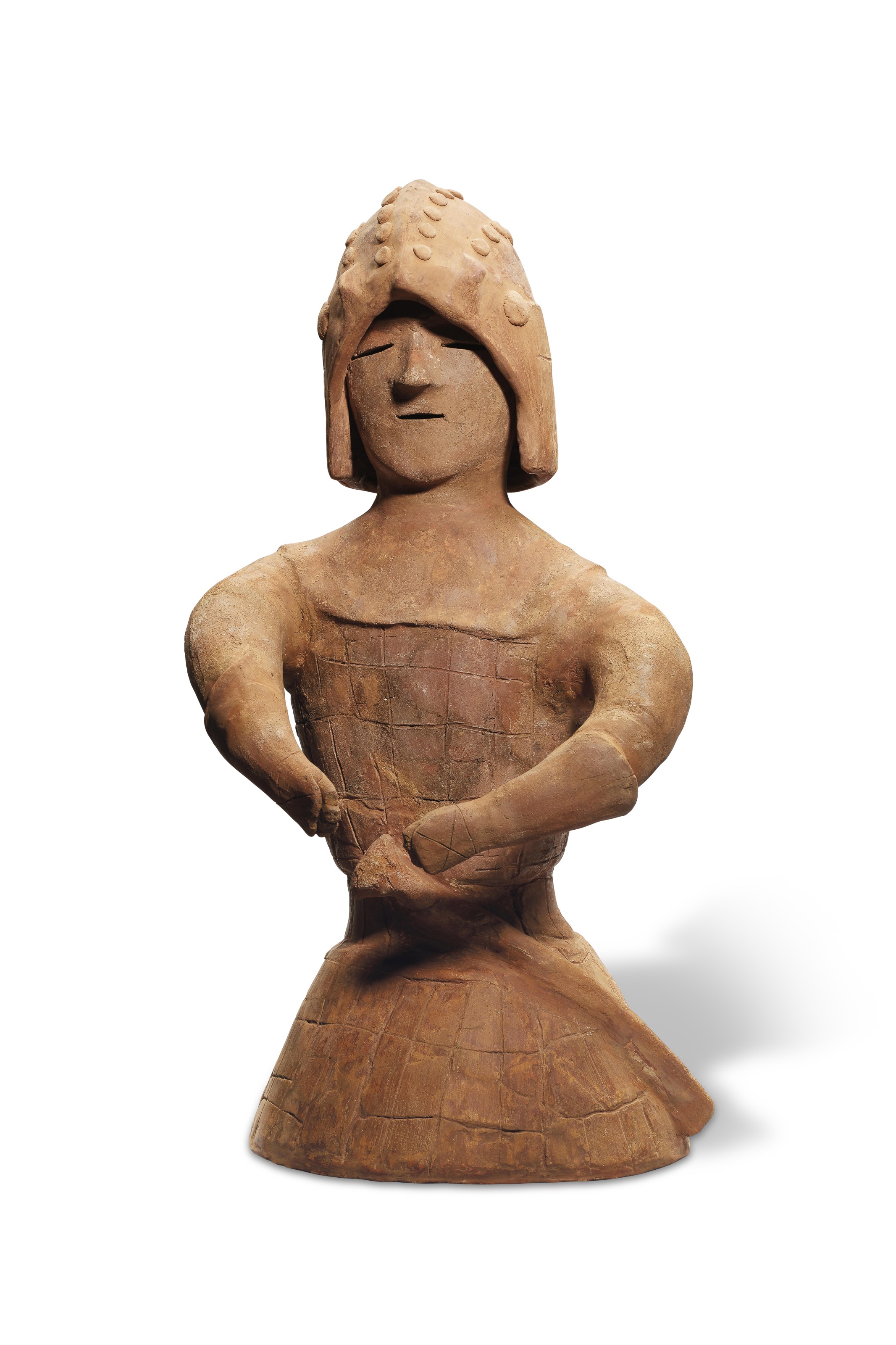 A HANIWA EARTHENWARE FIGURE OF A WARRIOR, LATE KOFUN PERIOD (6TH