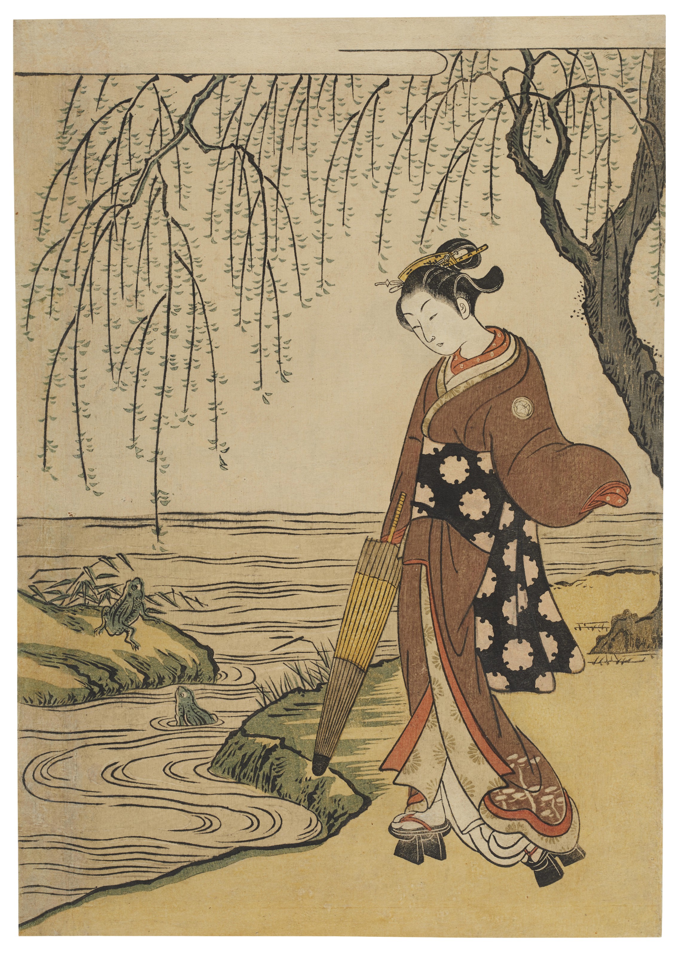 Suzuki Harunobu 1725 1770 Mitate Ono No Tofu Young Woman Imitating Ono No Tofu Christie S