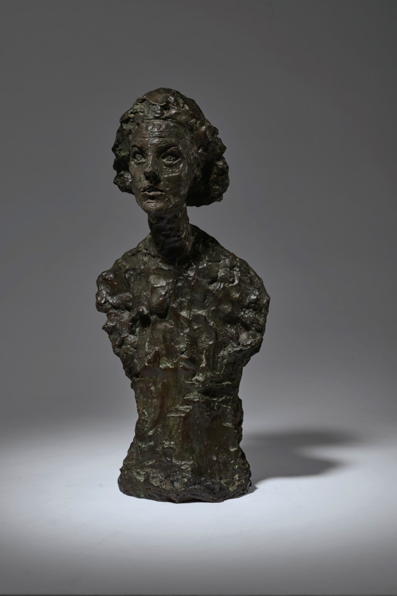 Alberto Giacometti (1901-1966), Buste d‘Annette VIII, conceived in 1962 and cast in 1965. Bronze with brown and green patina. 23 in (58.5 cm) high. Sold for $3,135,000 on 11 November 2019 at Christie’s in New York. Artwork © The Estate of Alberto Giacometti (Fondation Giacometti, Paris and ADAGP, Paris), licensed in the UK by ACS and DACS, London 2020
