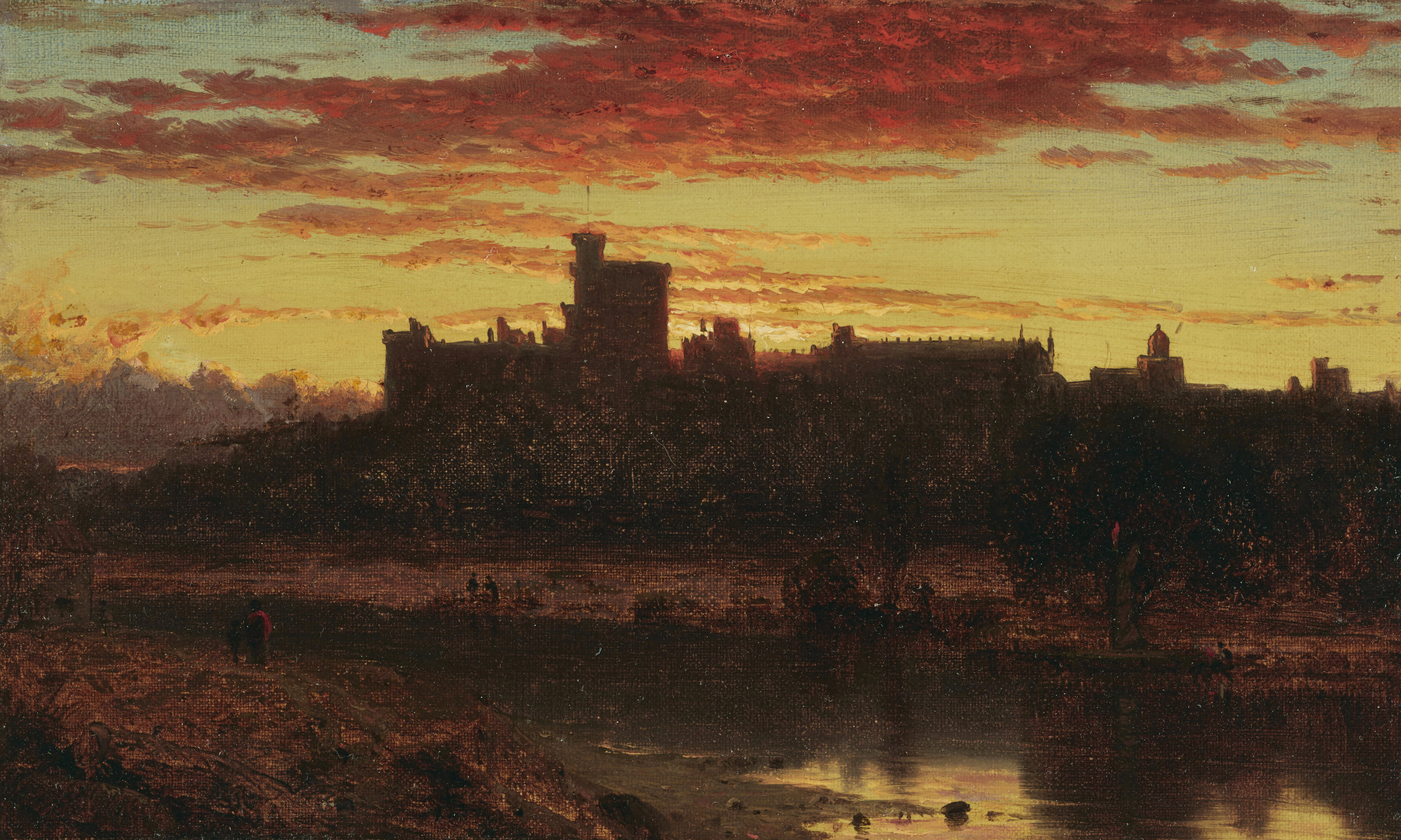 絵画 1S150-20 Sanford Robinson Gifford (1823-1880), Windsor Castle at Sunrise