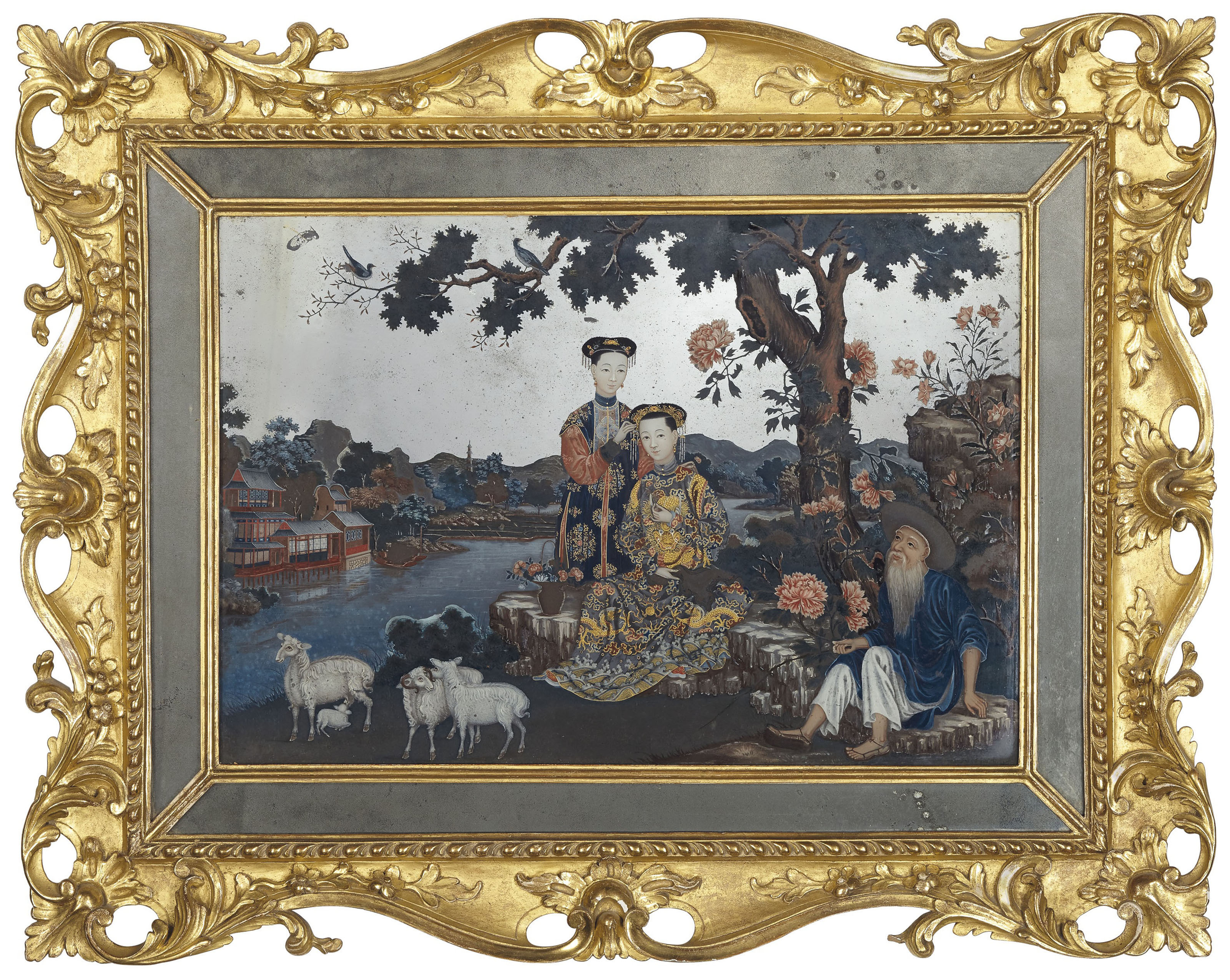 A Chinese Export Reverse Mirror Painting China Qing Dynasty