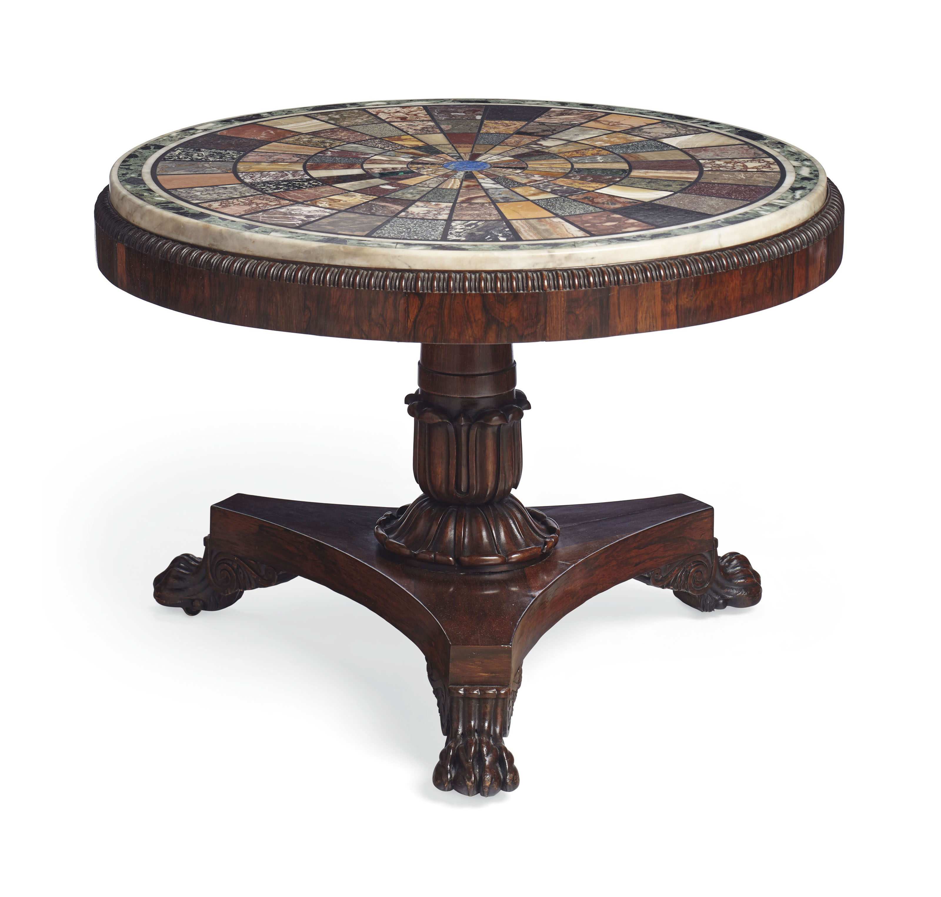 A REGENCY ROSEWOOD AND SPECIMEN MARBLE CENTER TABLE ...
