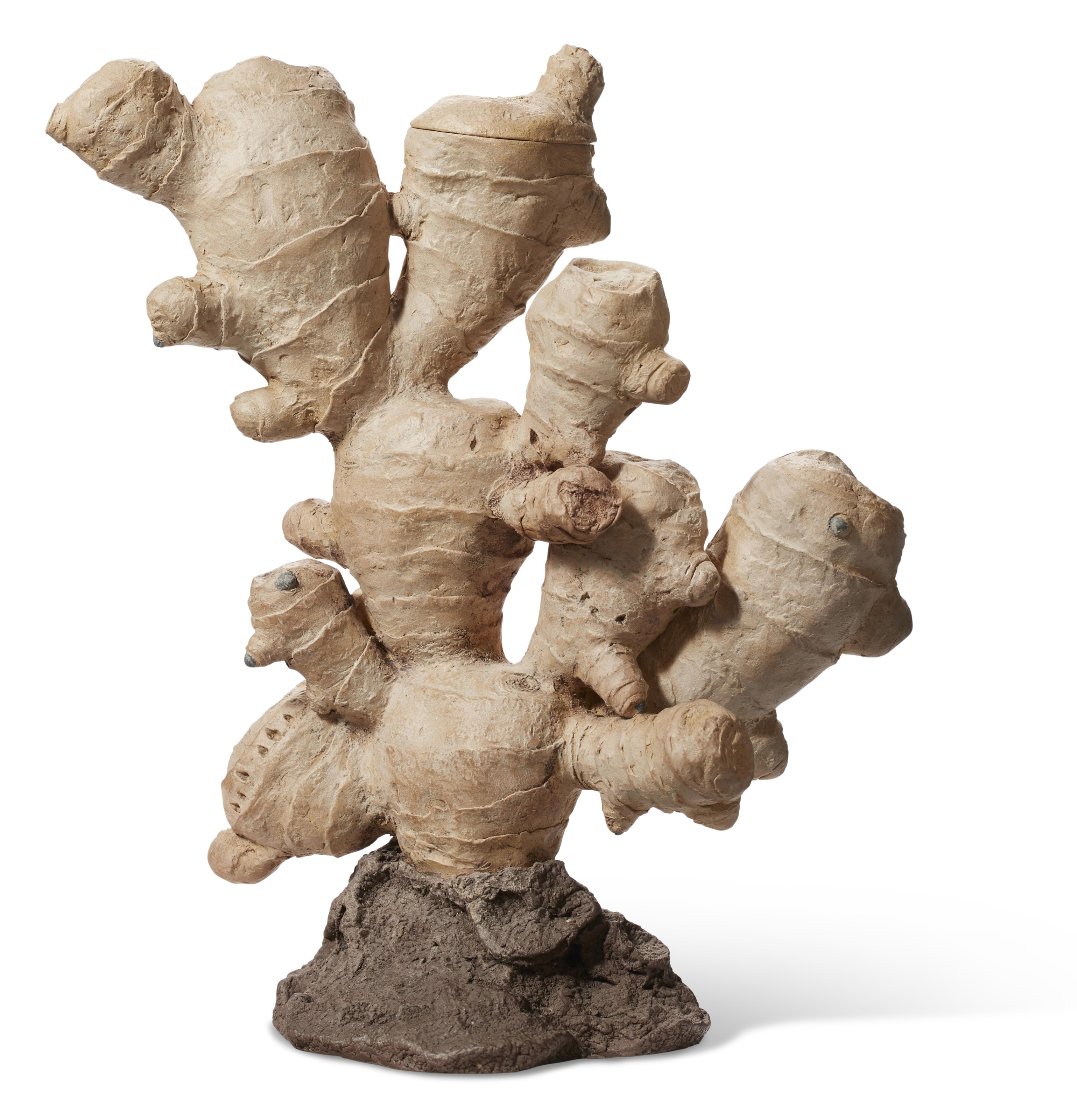 A Yixing ginger root-form teapot and cover, &lsquo;Tall Ginger&rsquo;, Lu Wenxia (b. 1966) and Lu Jianxing (b. 1958). 8⅜ in (21.3 cm) high. Estimate: $1,500-2,500. This lot is offered in 
Contemporary Clay: Yixing Pottery from the Irving Collection, 19-26 March 2019, Online