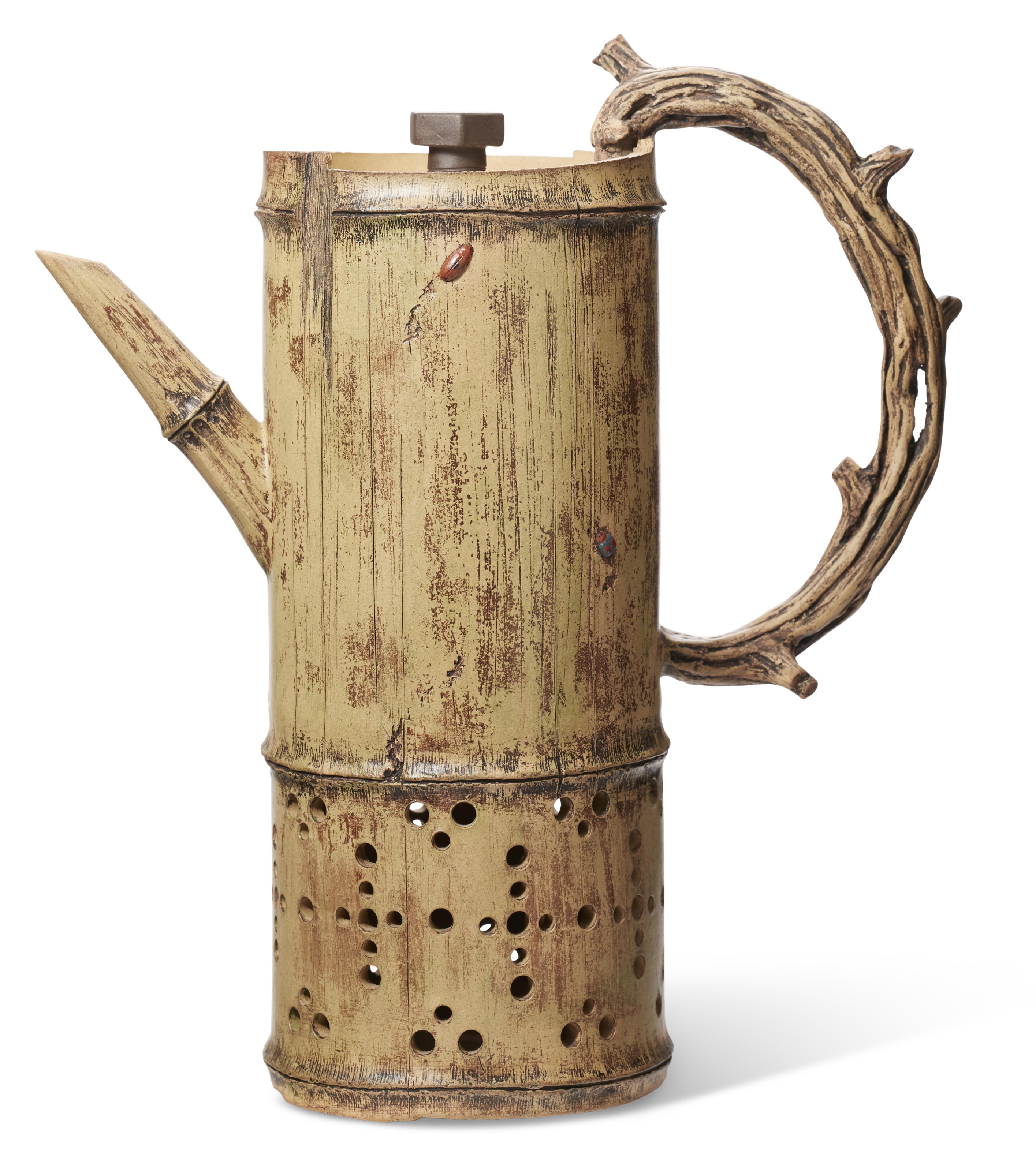 A BAMBOO-FORM YIXING TEAPOT AND COVER, 'PROUD BAMBOO', LU WENXIA (B. 1966)  | Christie's