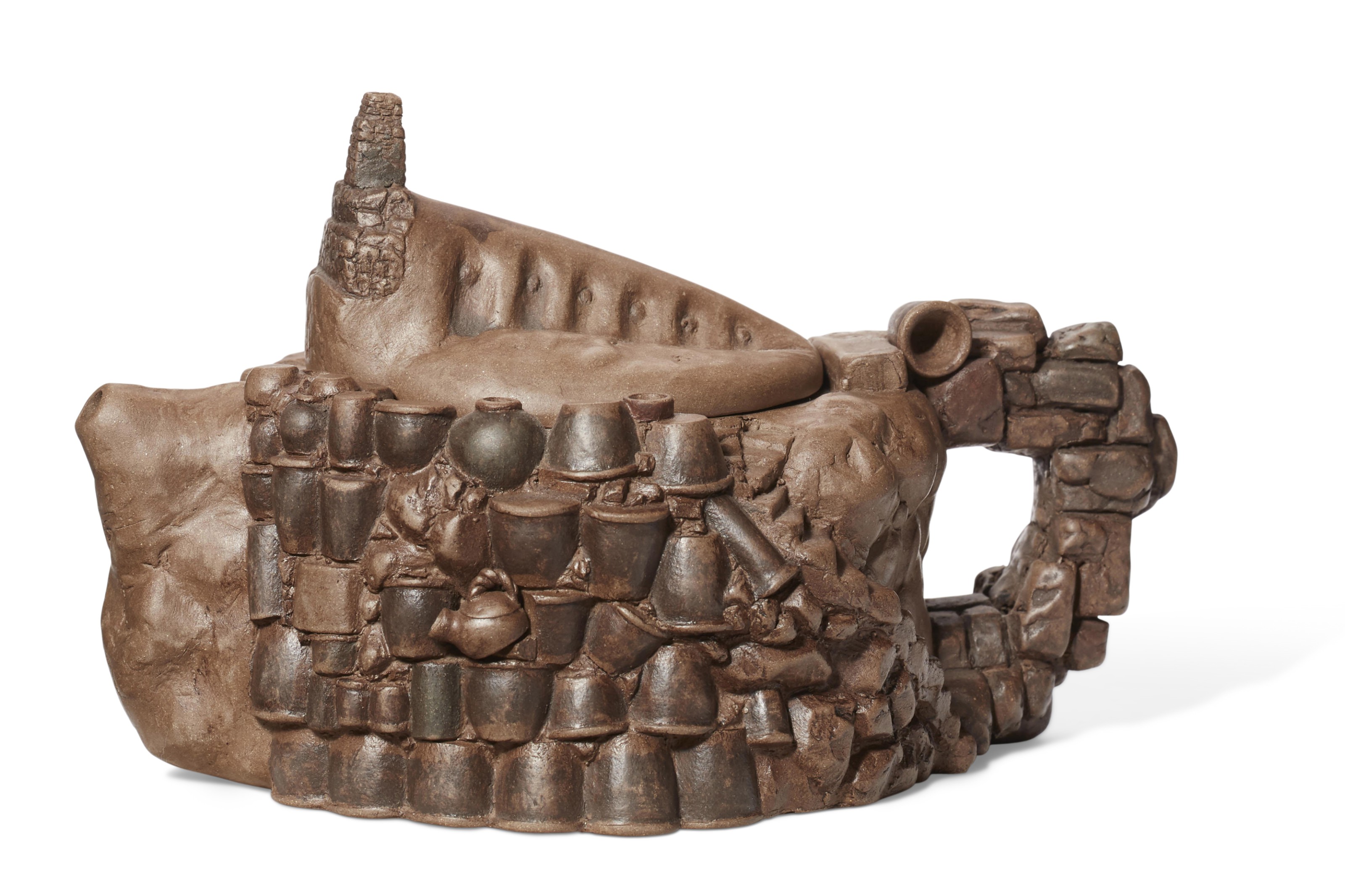 A KILN-FORM YIXING TEAPOT AND COVER, 'FOUNDATIONS', ZHOU DINGFANG