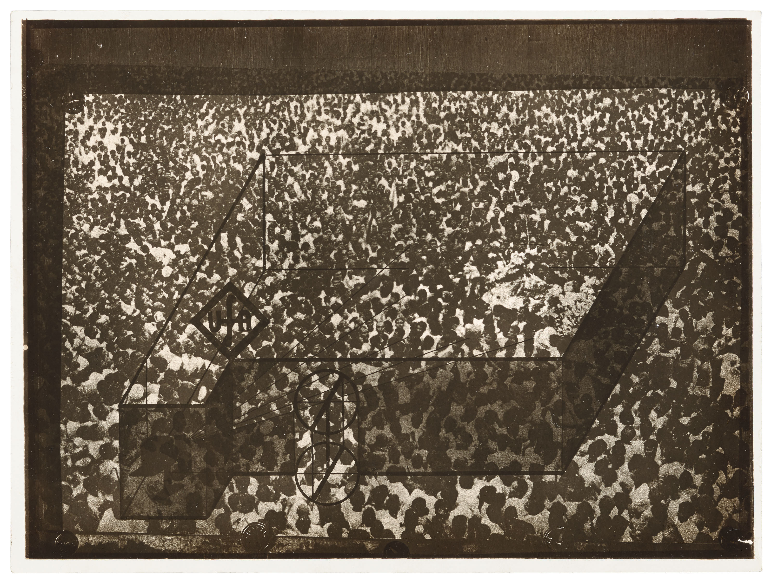 L&aacute;szl&oacute; Moholy-Nagy (1895-1946), A detail of L&aacute;szl&oacute; Moholy-Nagy's Fotoplastik, a photomontage, 1925. Sheet: 7 x 9&frac12;  in (17.9 x 24.1  cm). Estimate: $10,000-15,000. Offered in The Face of the Century: Photographs from a Private Collection on 2 April 2019 at Christie&rsquo;s in New York
