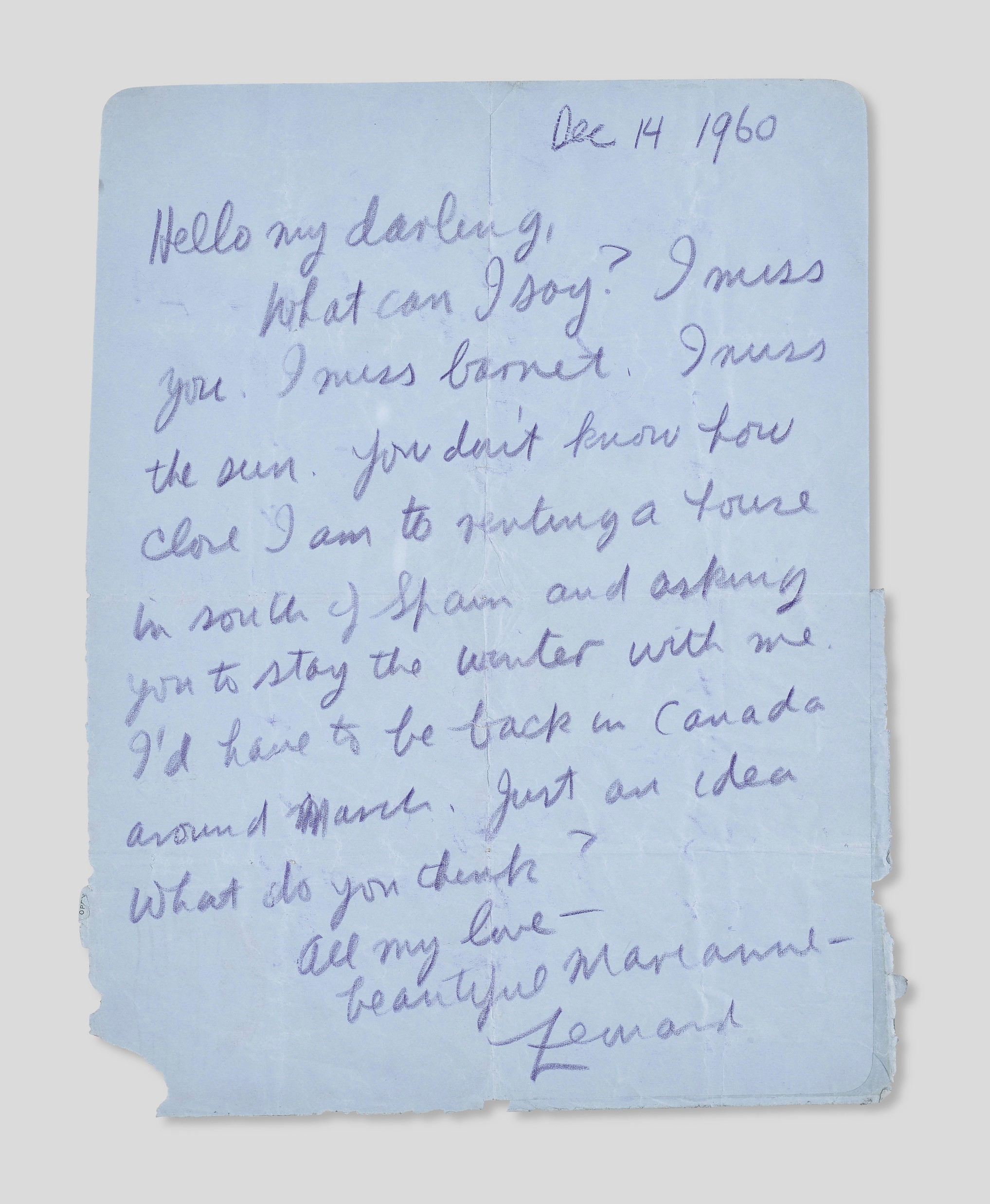 what can i say i miss you montreal 14 december 1960 christie s