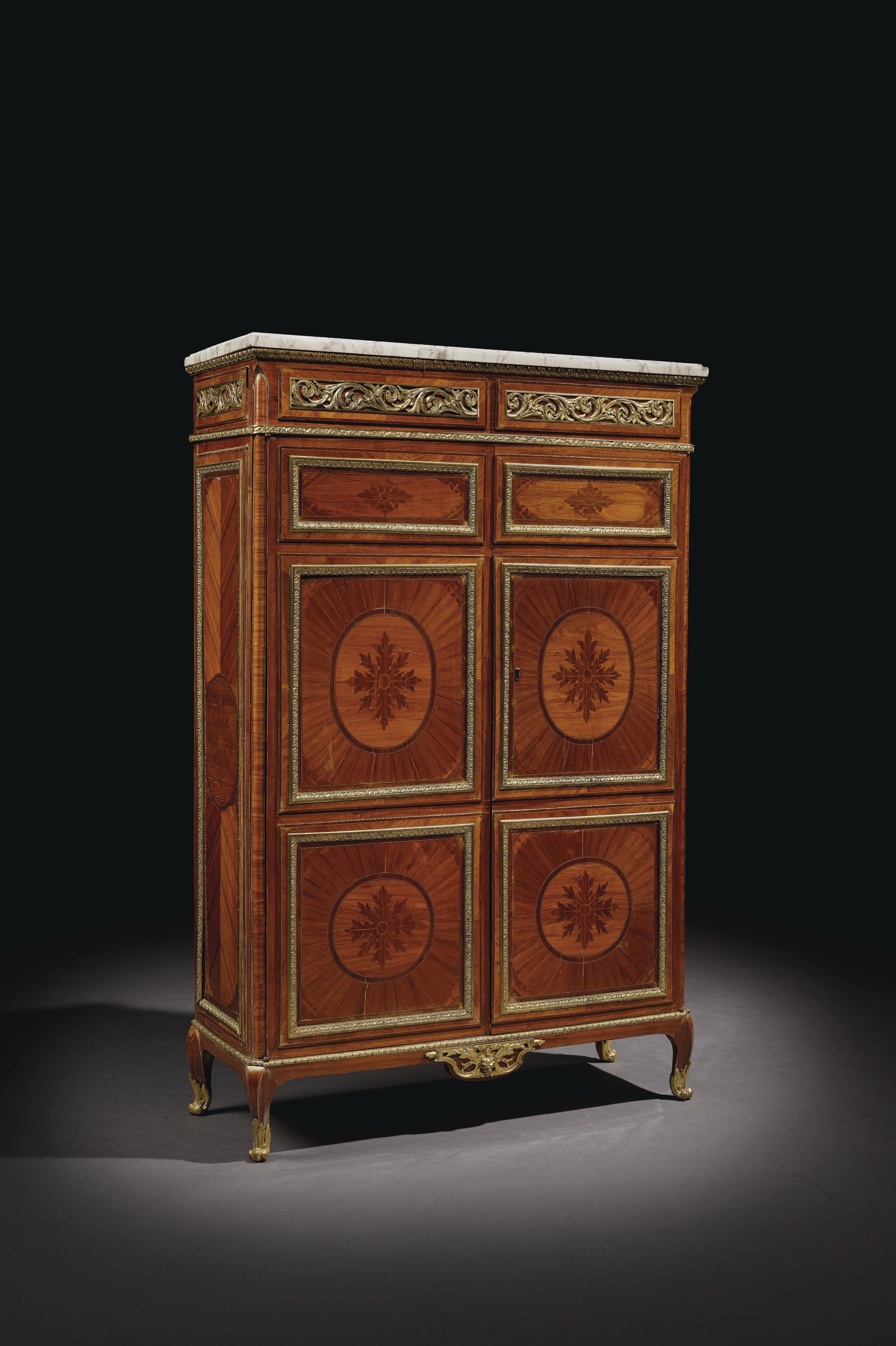 A Louis Xvi Ormolu Mounted Tulipwood Amaranth And Marquetry