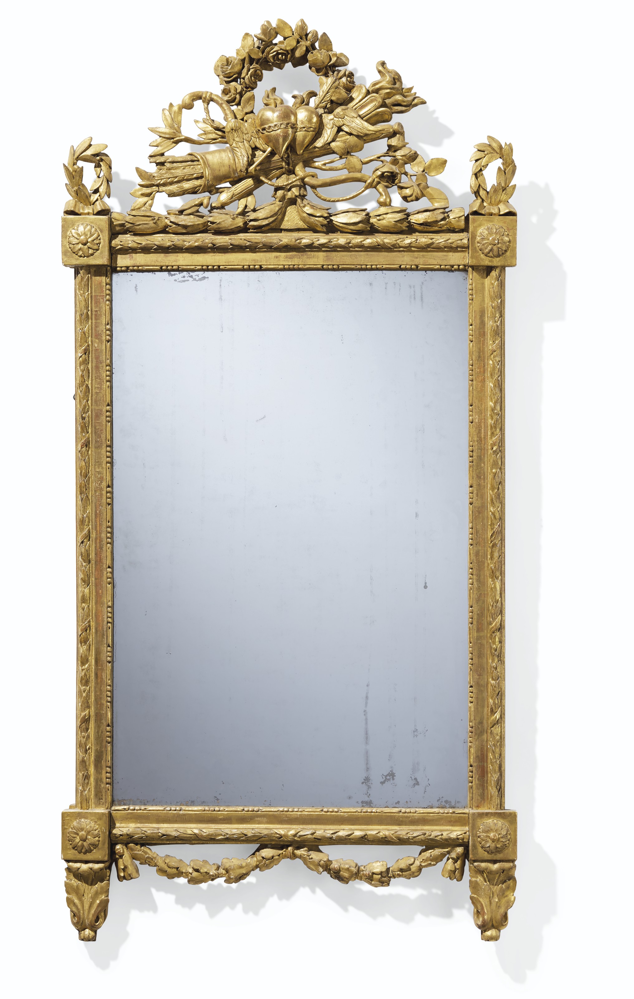 A FRENCH GILTWOOD MIRROR , PROBABLY LATE 18TH CENTURY AND REBACKED