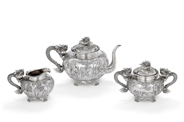 A Chinese Export Silver Three Piece Tea Set Mark Of Bo Canton Retailed By Wang Hing Co Canton And Hong Kong Second Half 19th Century Christie S