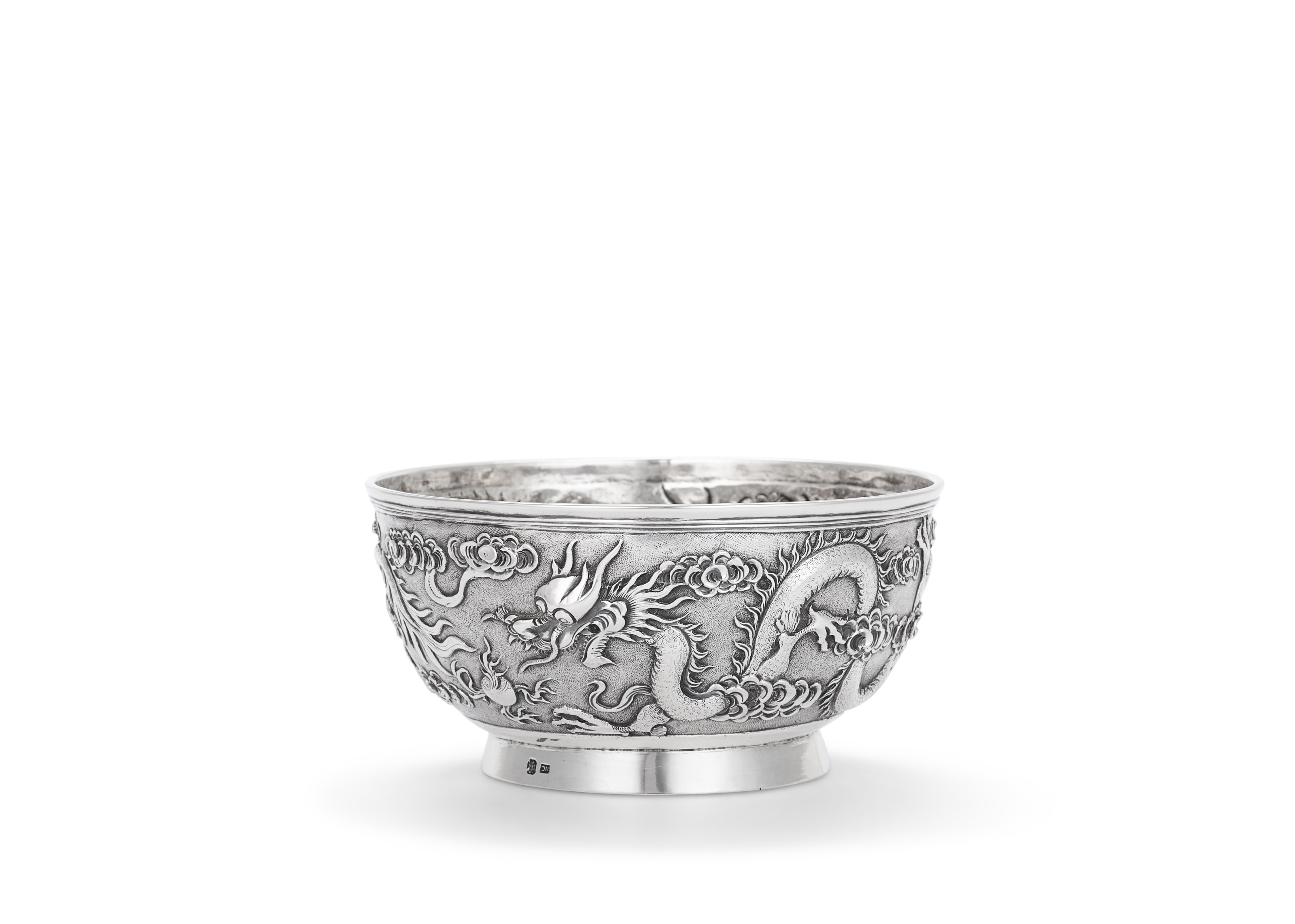 A CHINESE EXPORT SILVER BOWL, MARK OF BO, CANTON, RETAILED BY HUNG