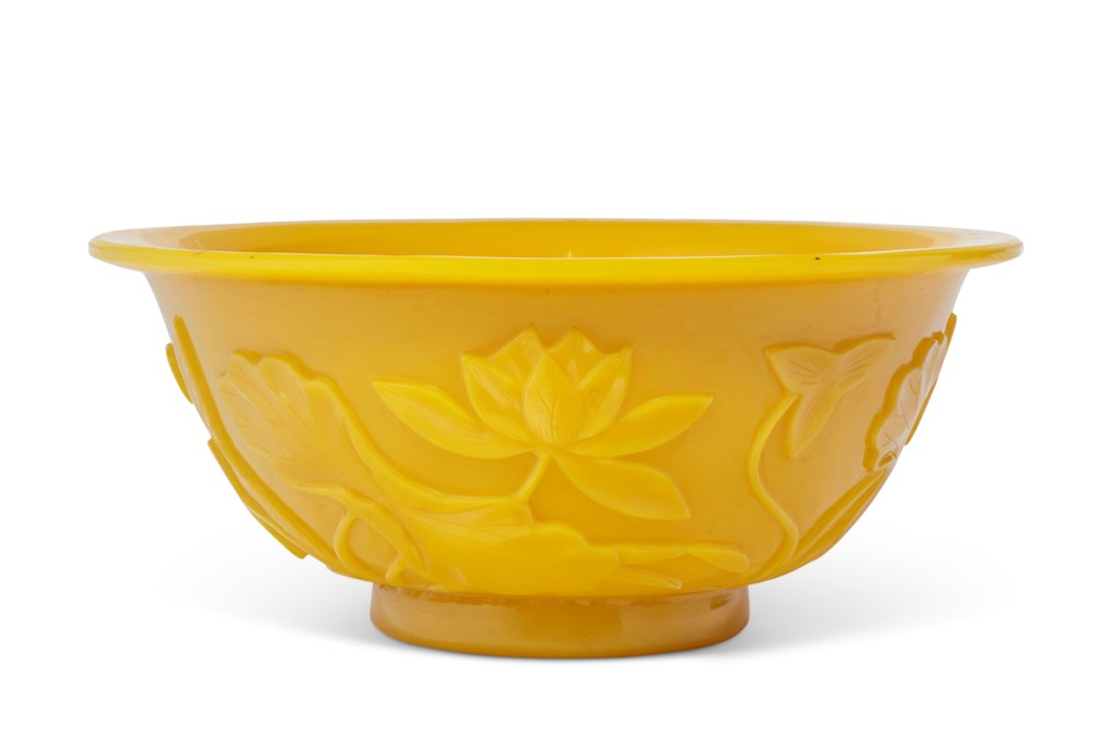 A LARGE CARVED YELLOW GLASS BOWL, 19TH CENTURY Christie’s