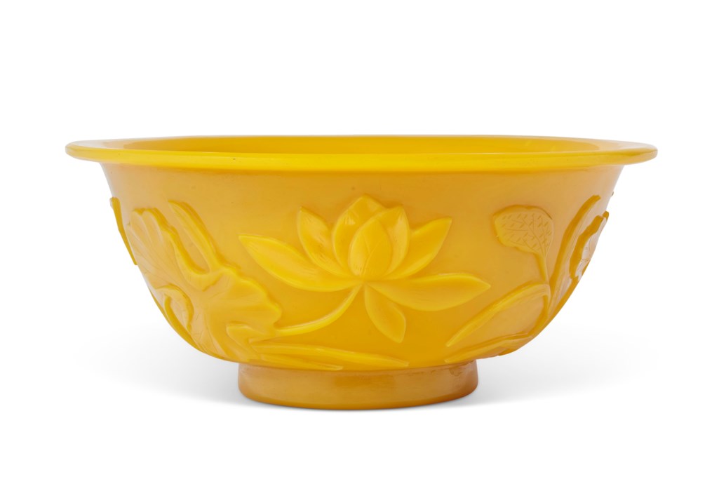 A LARGE CARVED YELLOW GLASS BOWL, 19TH CENTURY Christie’s