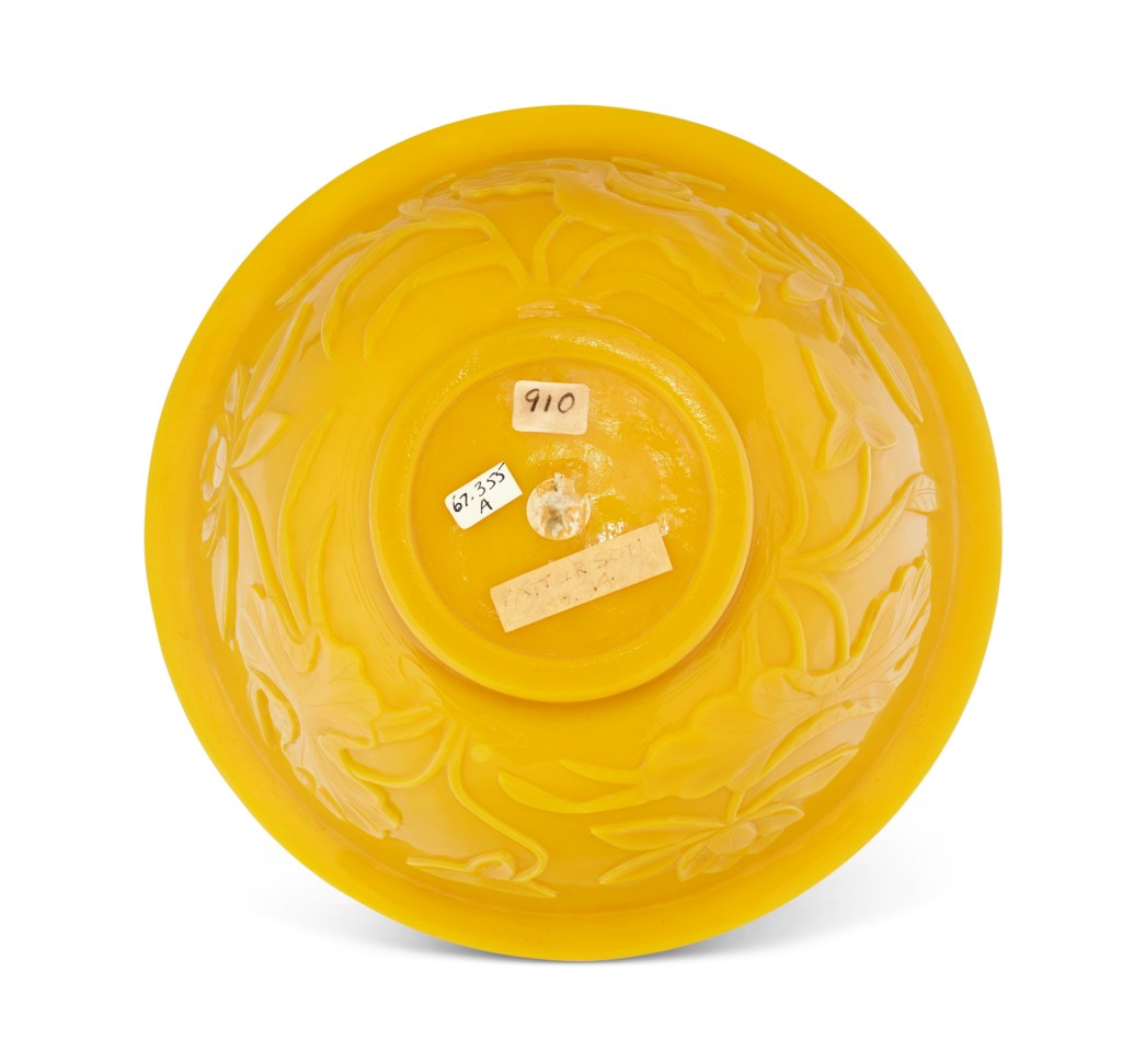 A LARGE CARVED YELLOW GLASS BOWL, 19TH CENTURY Christie’s