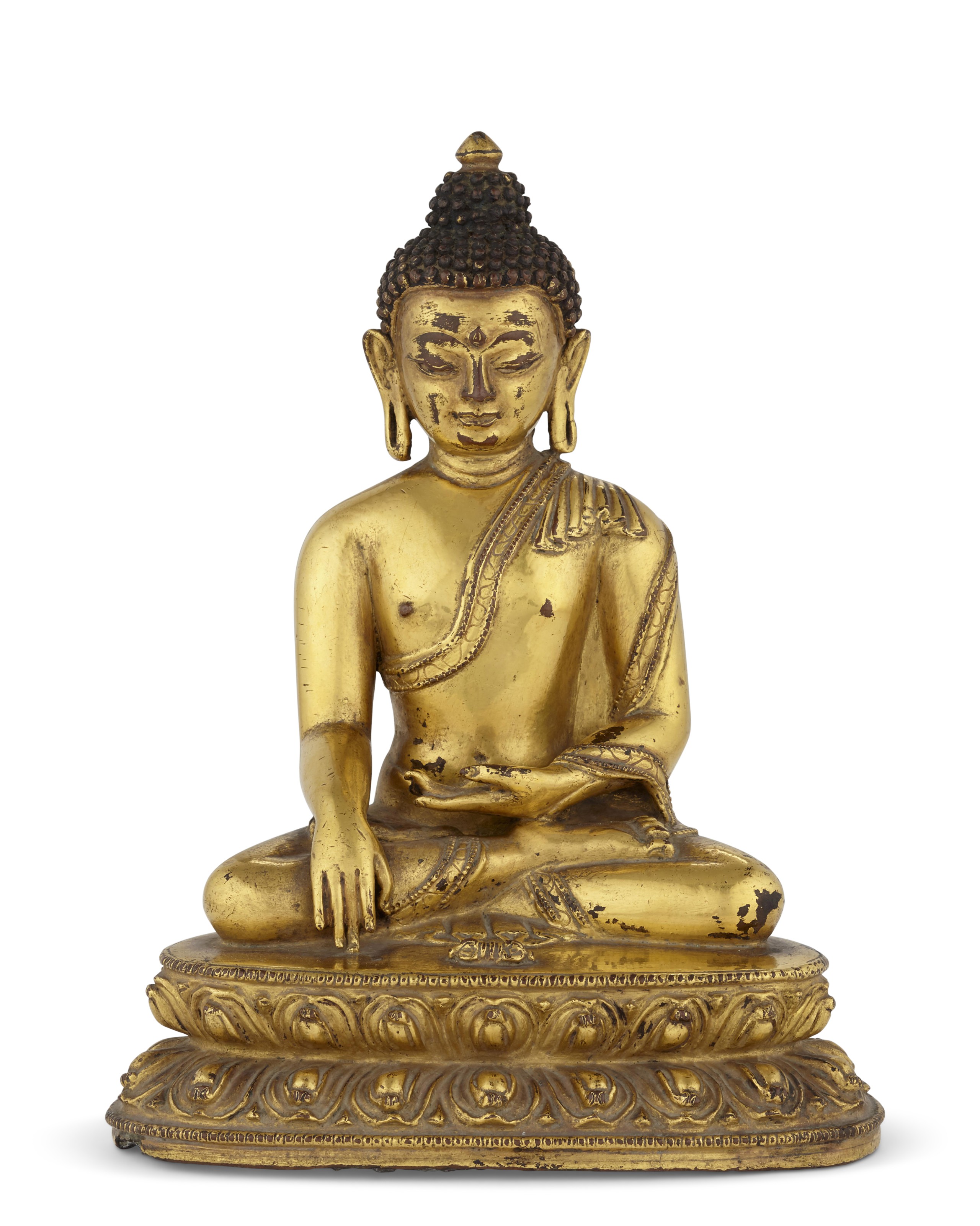 A GILT-BRONZE FIGURE OF BUDDHA VAJRASANA, TIBET, 16TH CENTURY