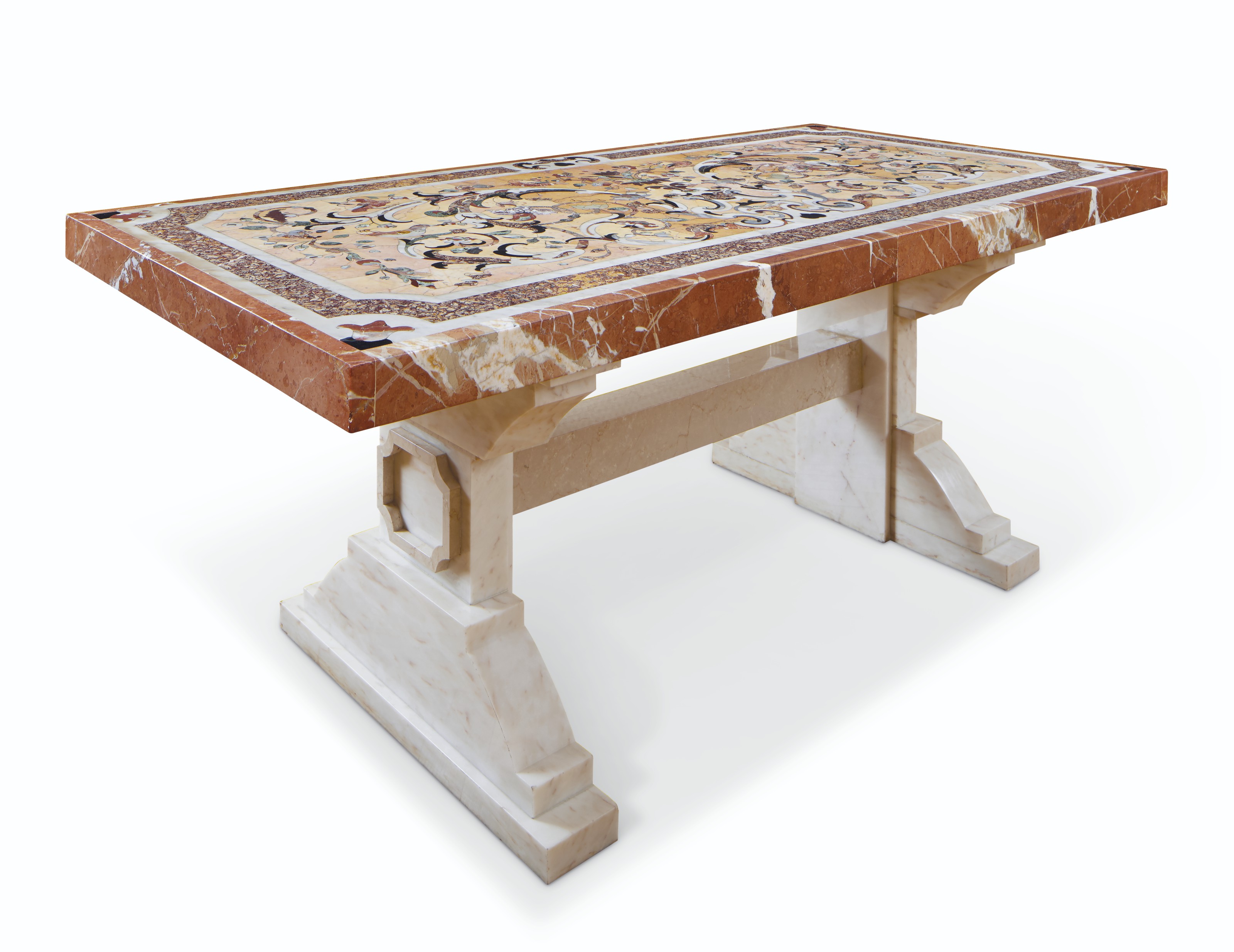 A LARGE SOUTH ITALIAN SPECIMEN MARBLE TABLE TOP , THE CENTRAL PANEL