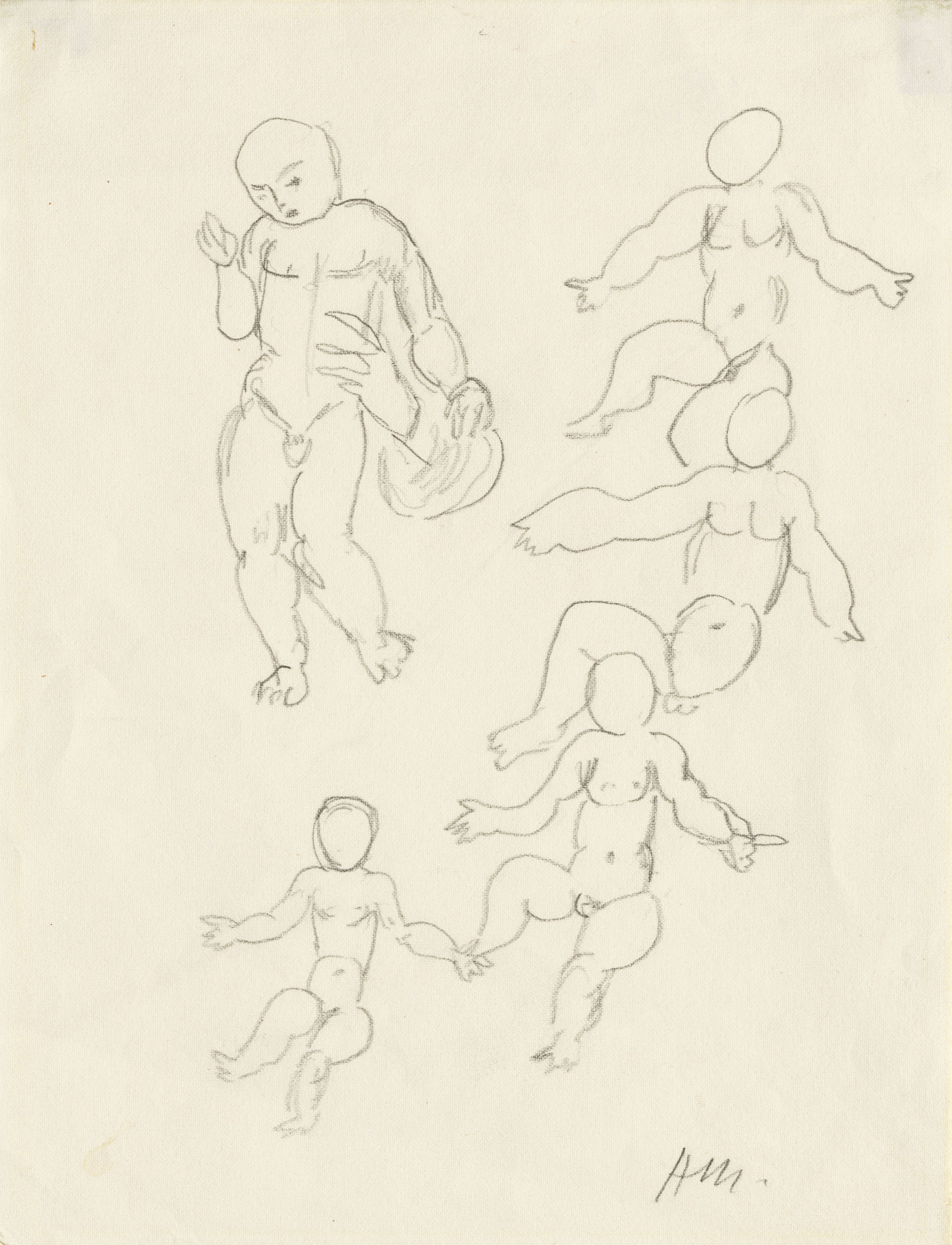 Études pour l'enfant Jésus, dessin préparatoire pour "La Vierge à l'enfant" de la Chapelle de Vence
