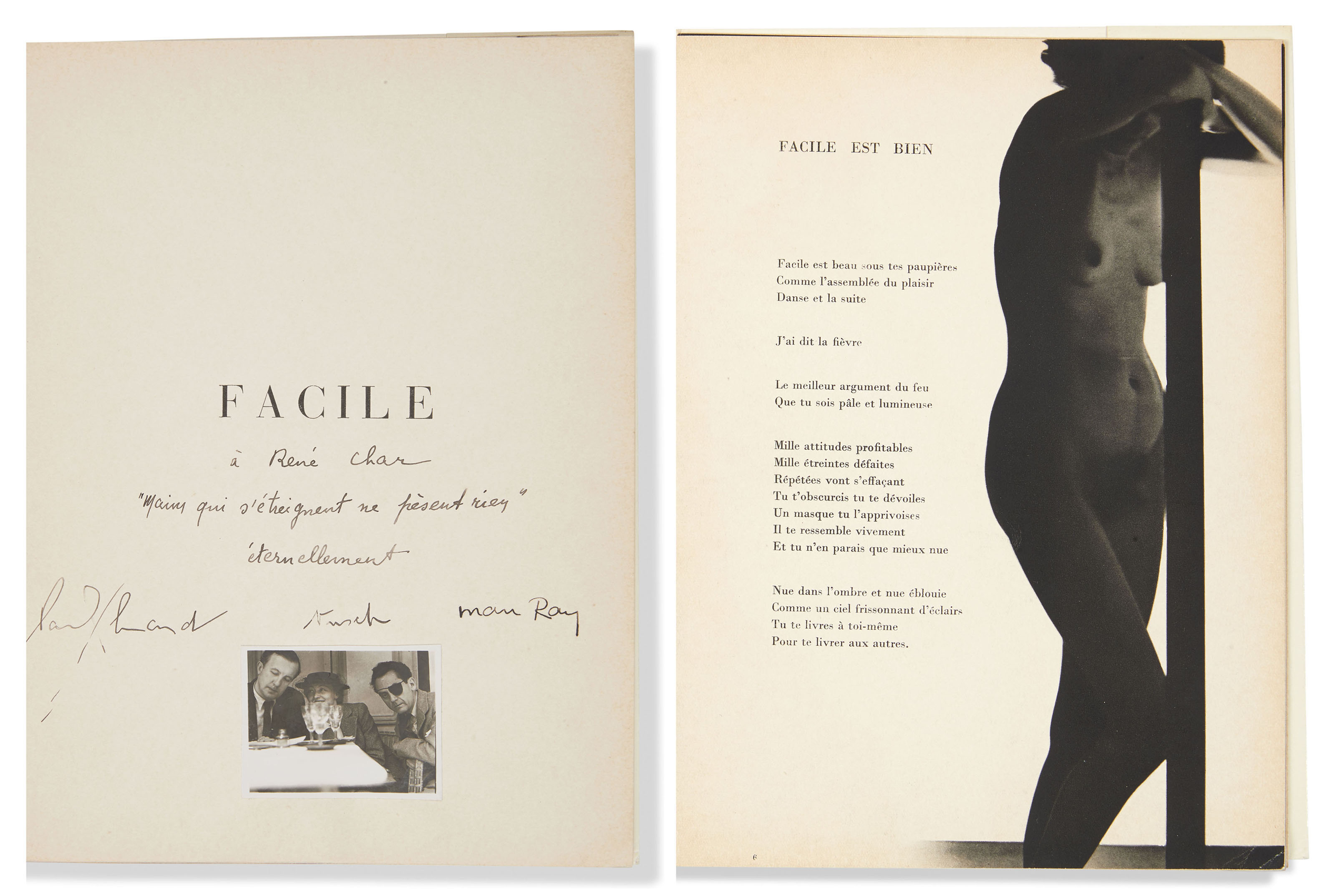 ÉLUARD (P.) MAN RAY. Facile. Paris, G. L. M., 1935, in4