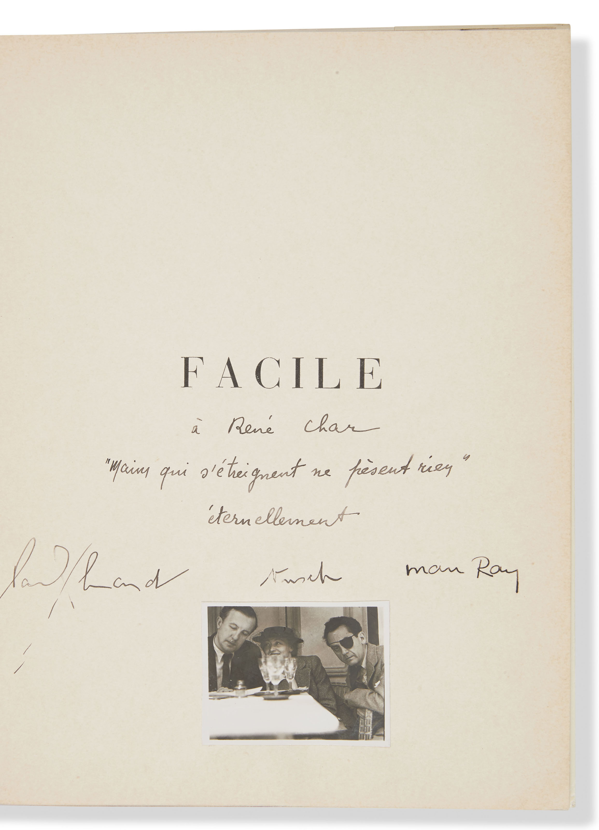 ÉLUARD (P.) MAN RAY. Facile. Paris, G. L. M., 1935, in4