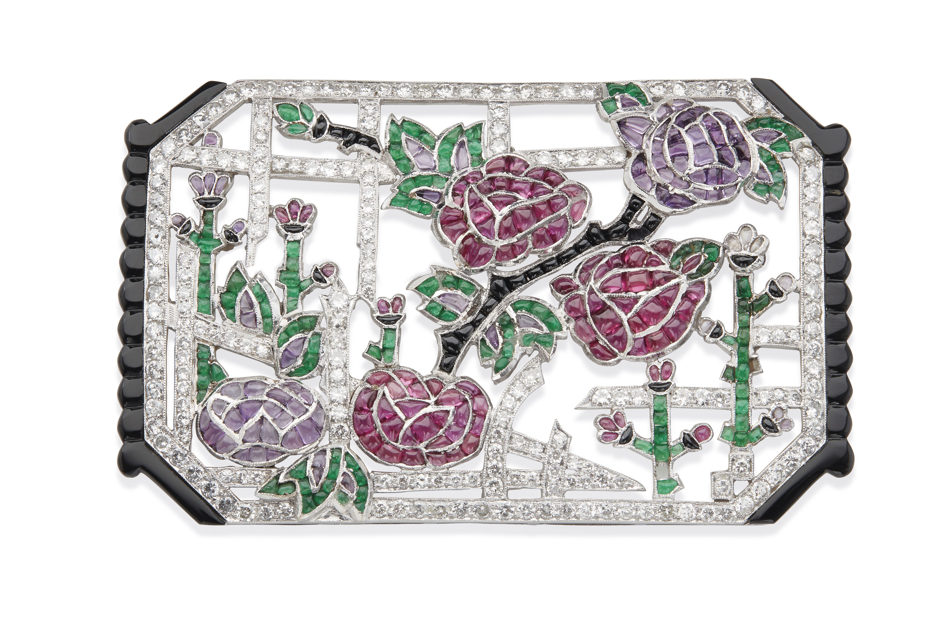 Broche Art Déco Dorée – Branche D'arbre Strass Vert émeraude, Création Neuve