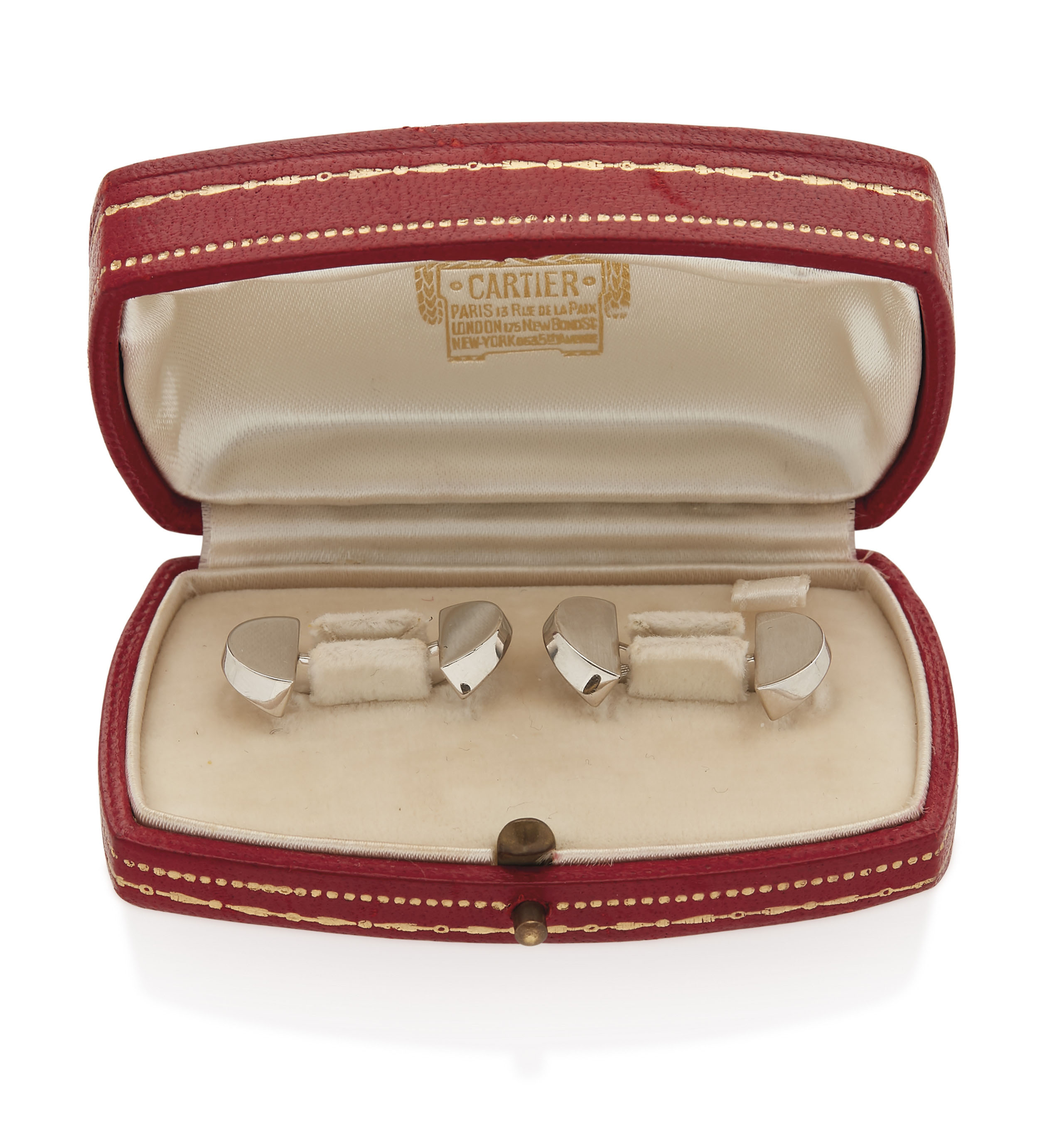 Boutons De Manchette Anciens En Platine, Nacre (MOP) Et Or 14 Carats - Occasion Très Bon état