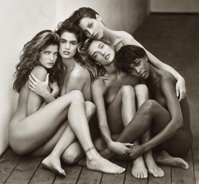 Herb Ritts (1952-2002), Stephanie, Cindy, Christy, Tatjana, Naomi, Hollywood, 1989. Montage 54.7 x 64.5  cm (21 ½ x 25⅜  in). Estimate €80,000-120,000. Offered in Icons of Glamour & Style The Constantiner Collection on 19 June 2019 at Christie’s in Paris